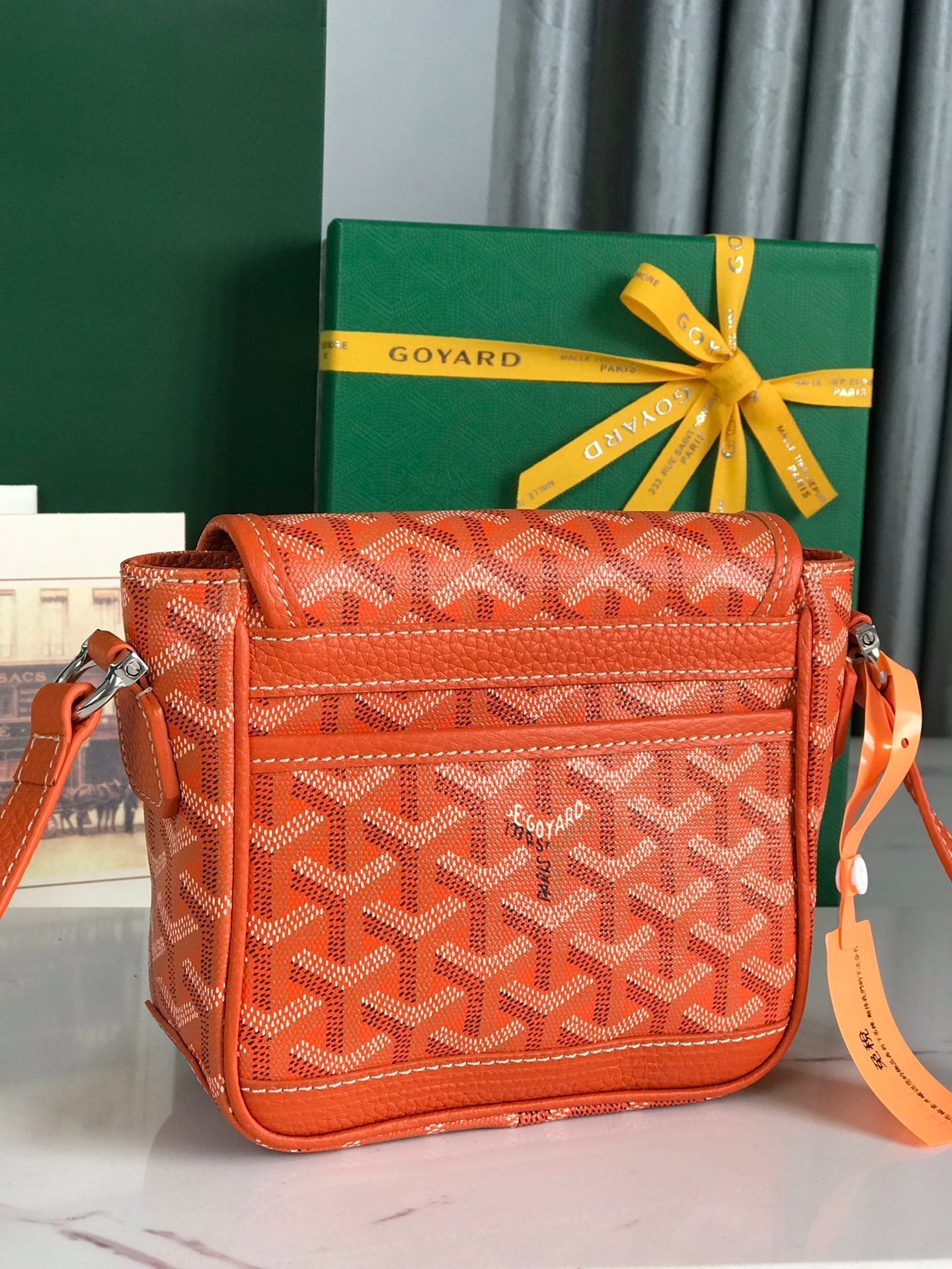 GRAND BLEU 16 EN TOILE GOYARDINE ORANGE ET AGNEAU