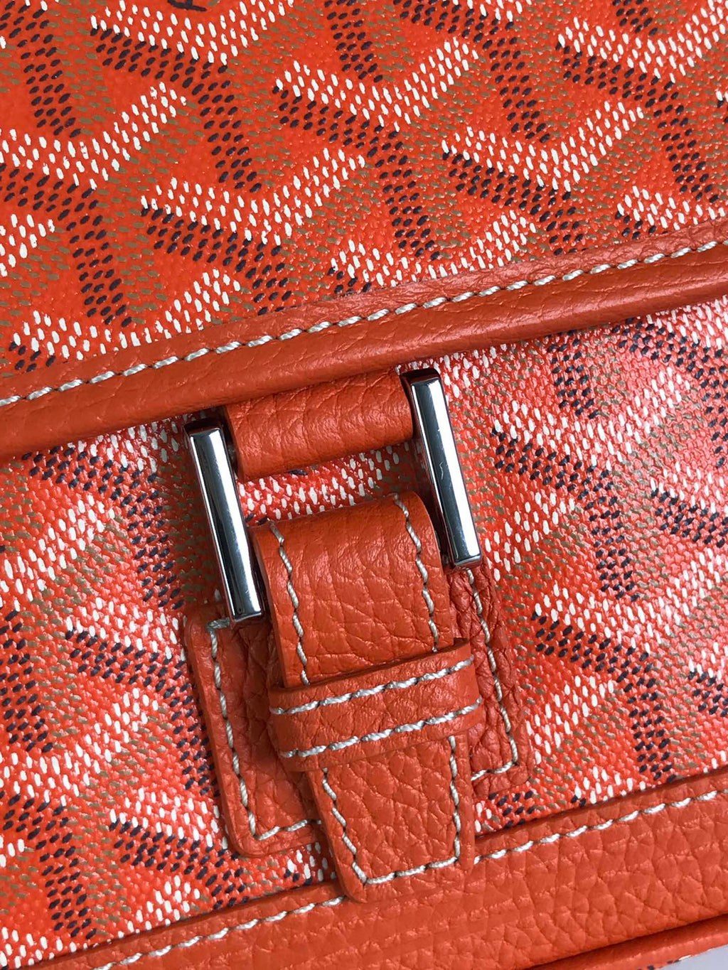 GRAND BLEU 16 EN TOILE GOYARDINE ORANGE ET AGNEAU