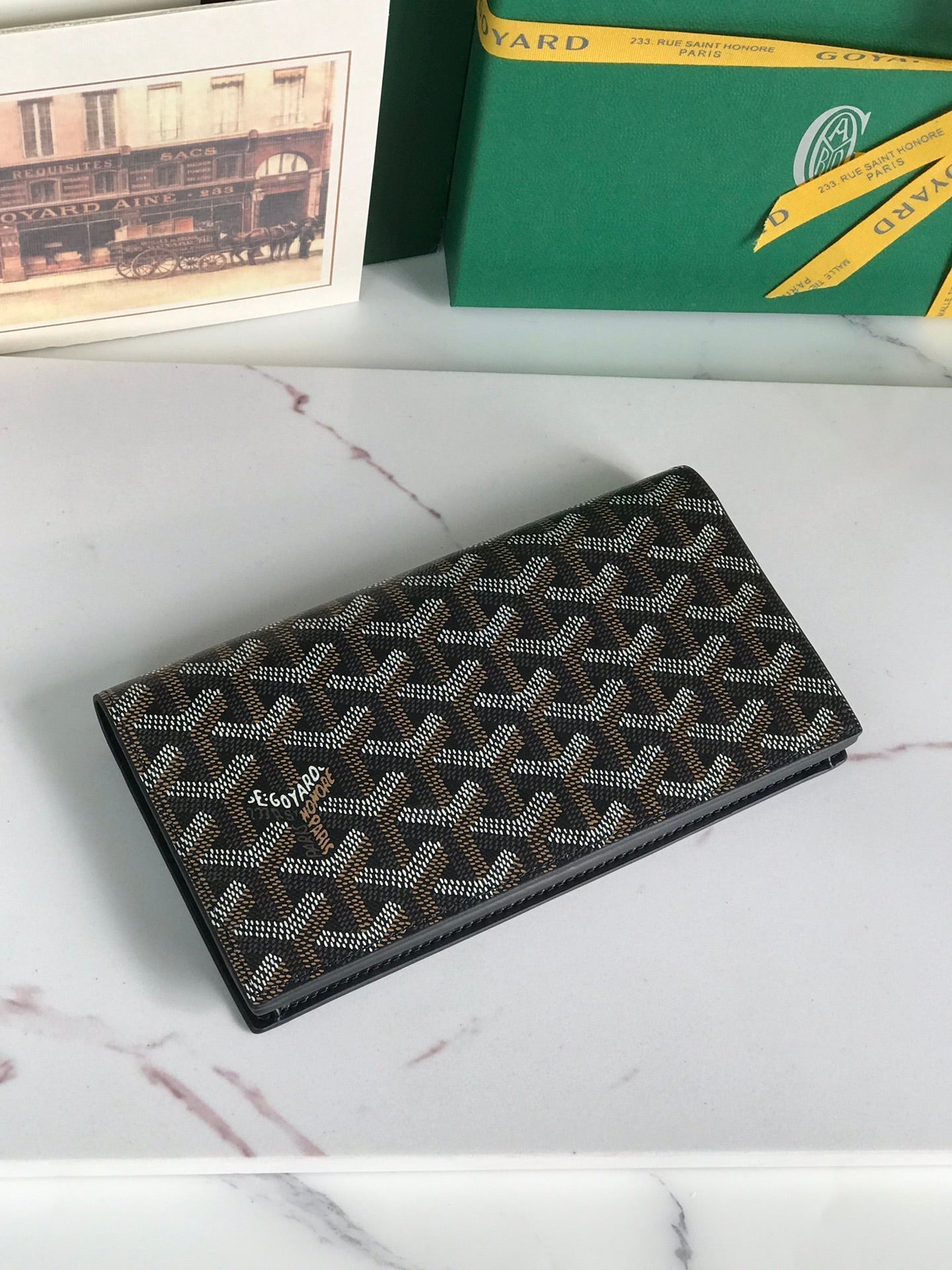 PORTEFEUILLE RICHELIEU 19 EN TOILE GOYARDINE NOIRE