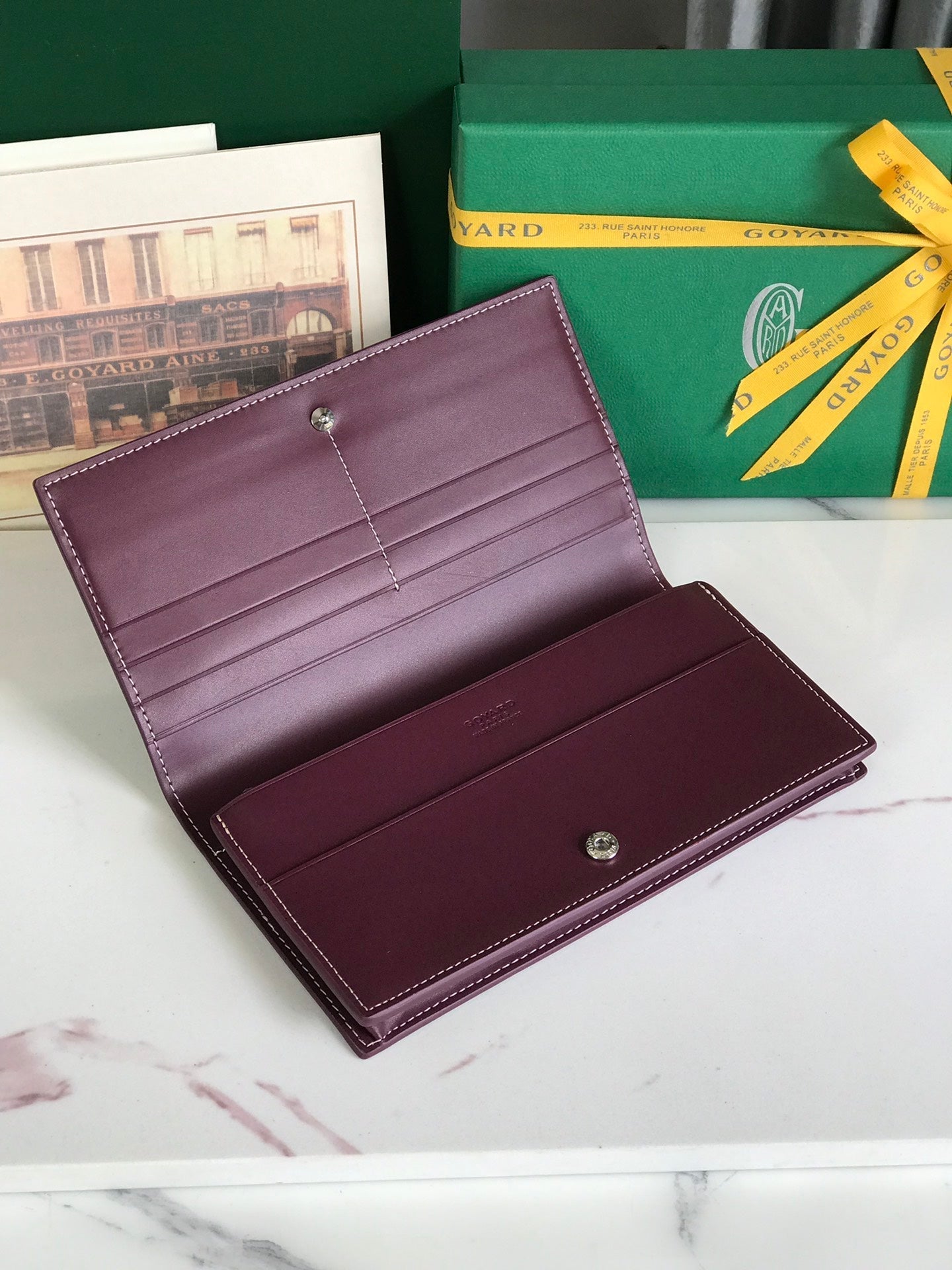 PORTEFEUILLE RICHELIEU 19 EN TOILE GOYARDINE ROUGE VIN