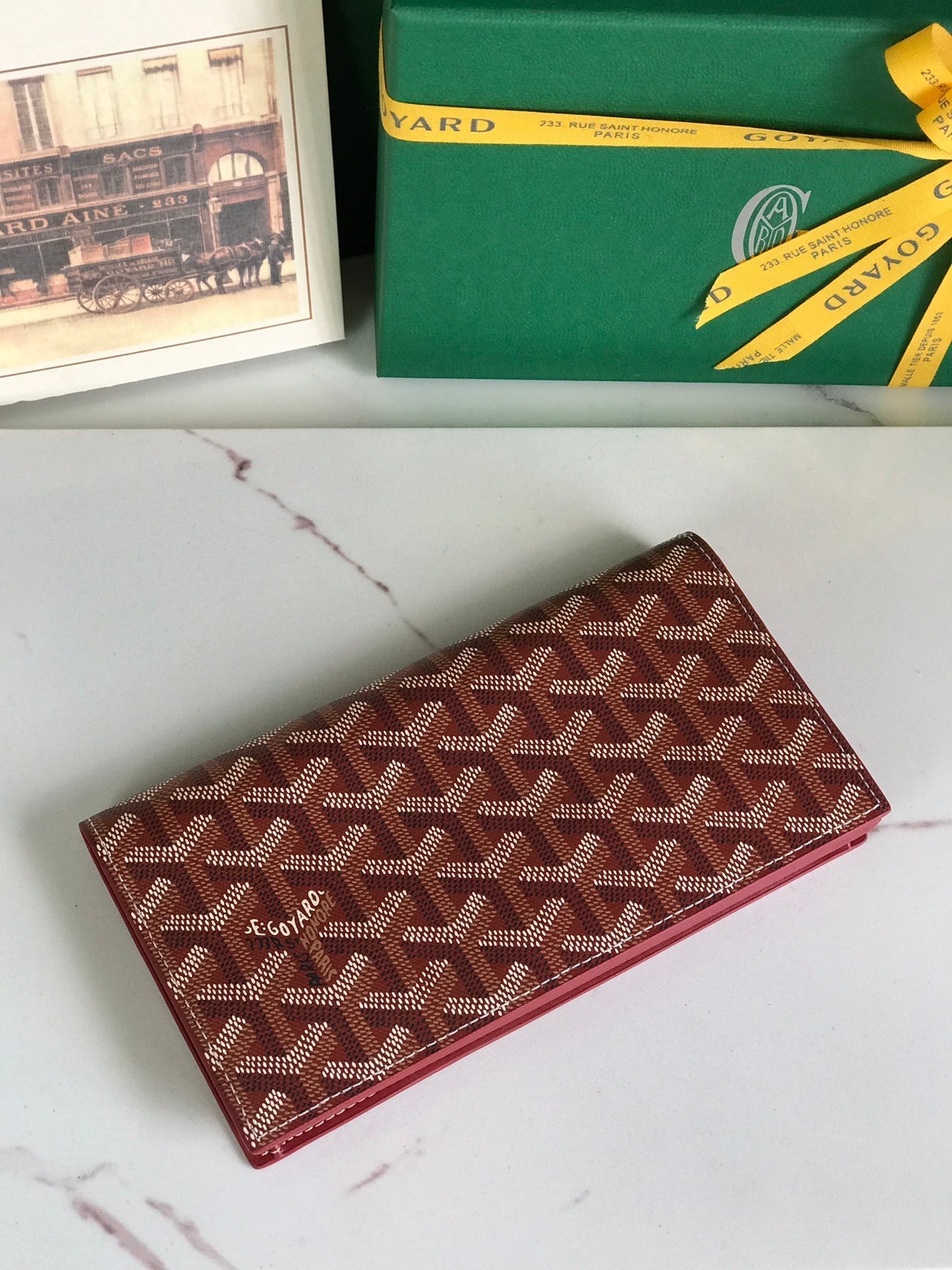 PORTEFEUILLE RICHELIEU 19 EN TOILE GOYARDINE ROUGE CLASSIQUE