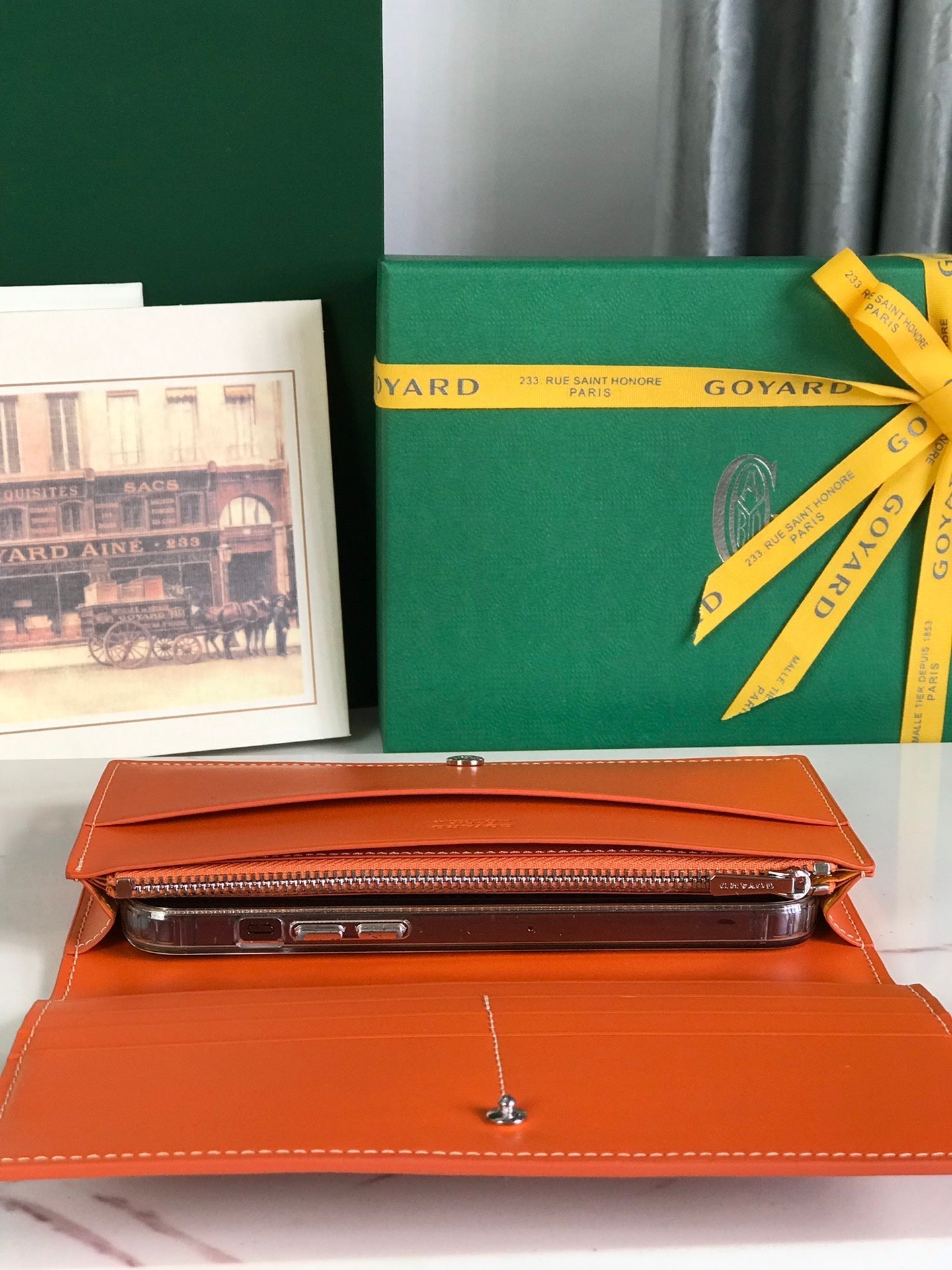 PORTEFEUILLE RICHELIEU 19 EN TOILE GOYARDINE ORANGE