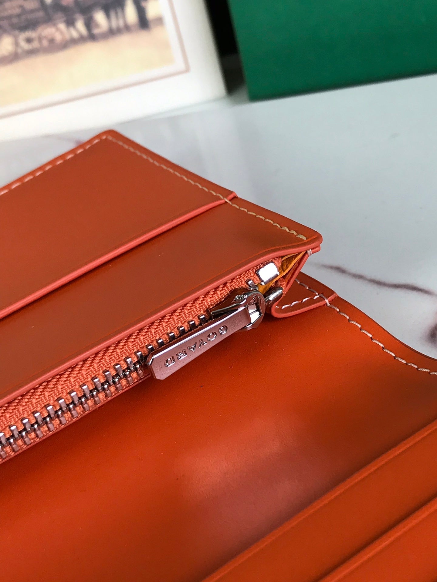 PORTEFEUILLE RICHELIEU 19 EN TOILE GOYARDINE ORANGE