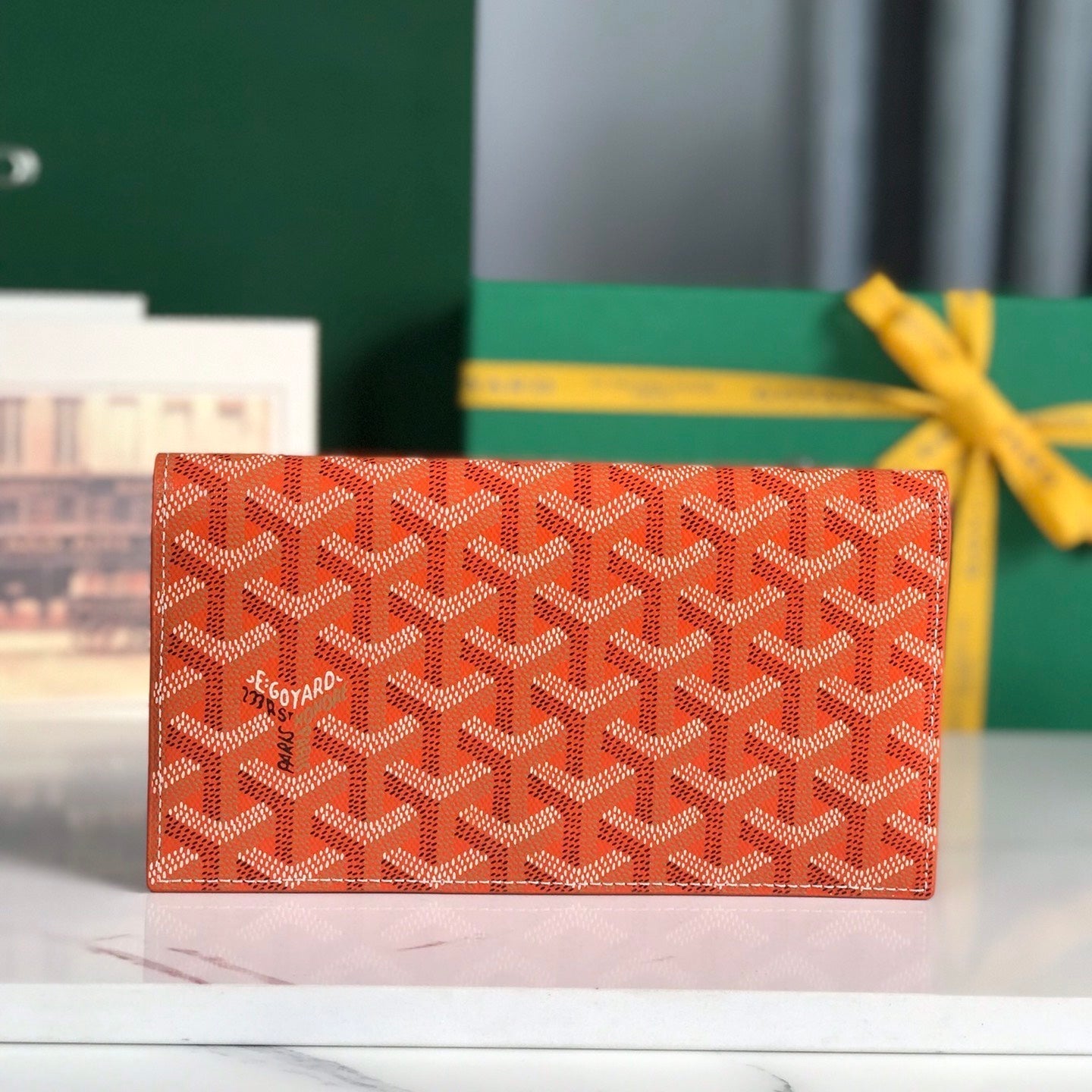 PORTEFEUILLE RICHELIEU 19 EN TOILE GOYARDINE ORANGE