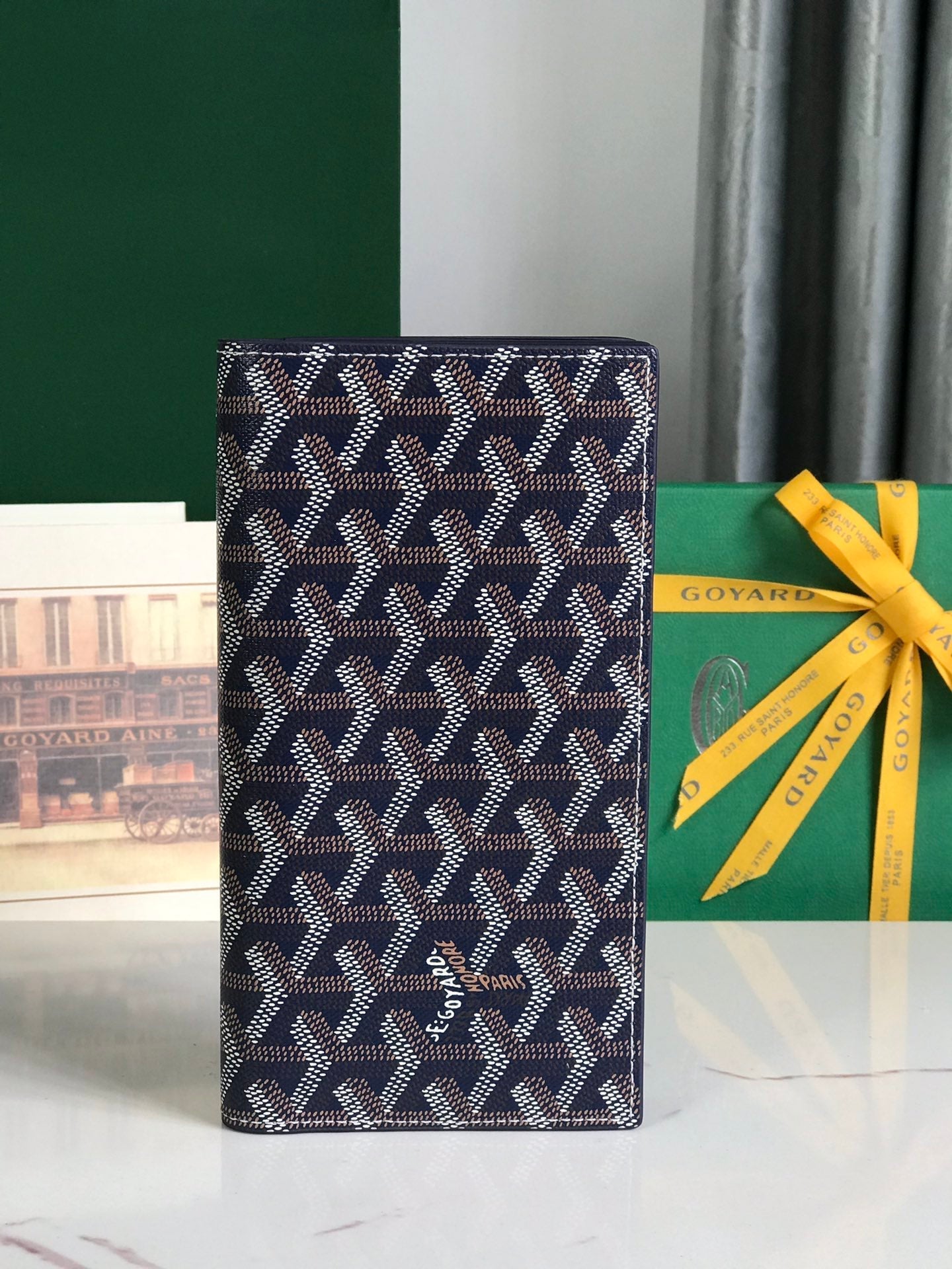 PORTEFEUILLE RICHELIEU 19 EN TOILE GOYARDINE BLEU MARINE