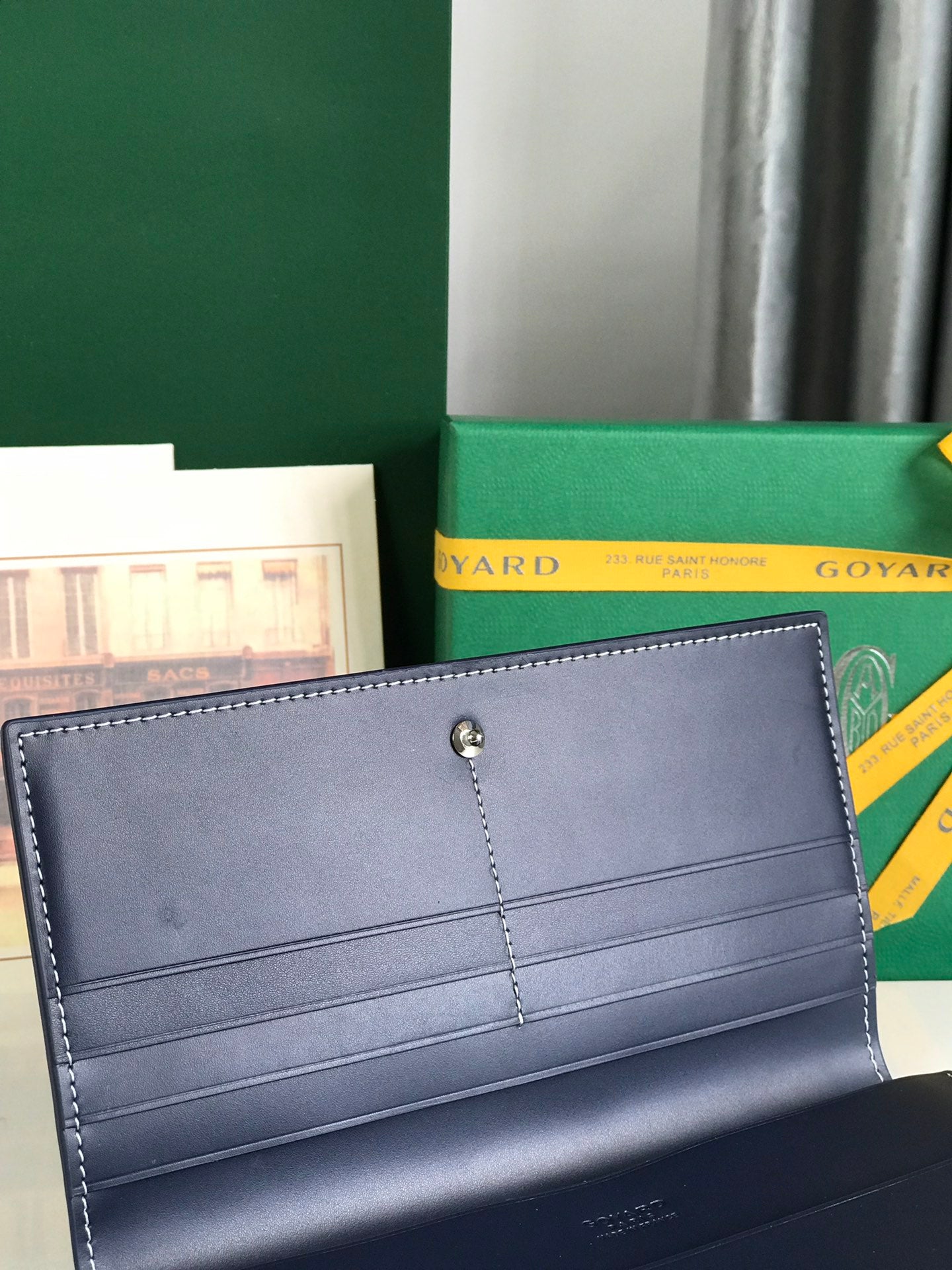 PORTEFEUILLE RICHELIEU 19 EN TOILE GOYARDINE BLEU MARINE