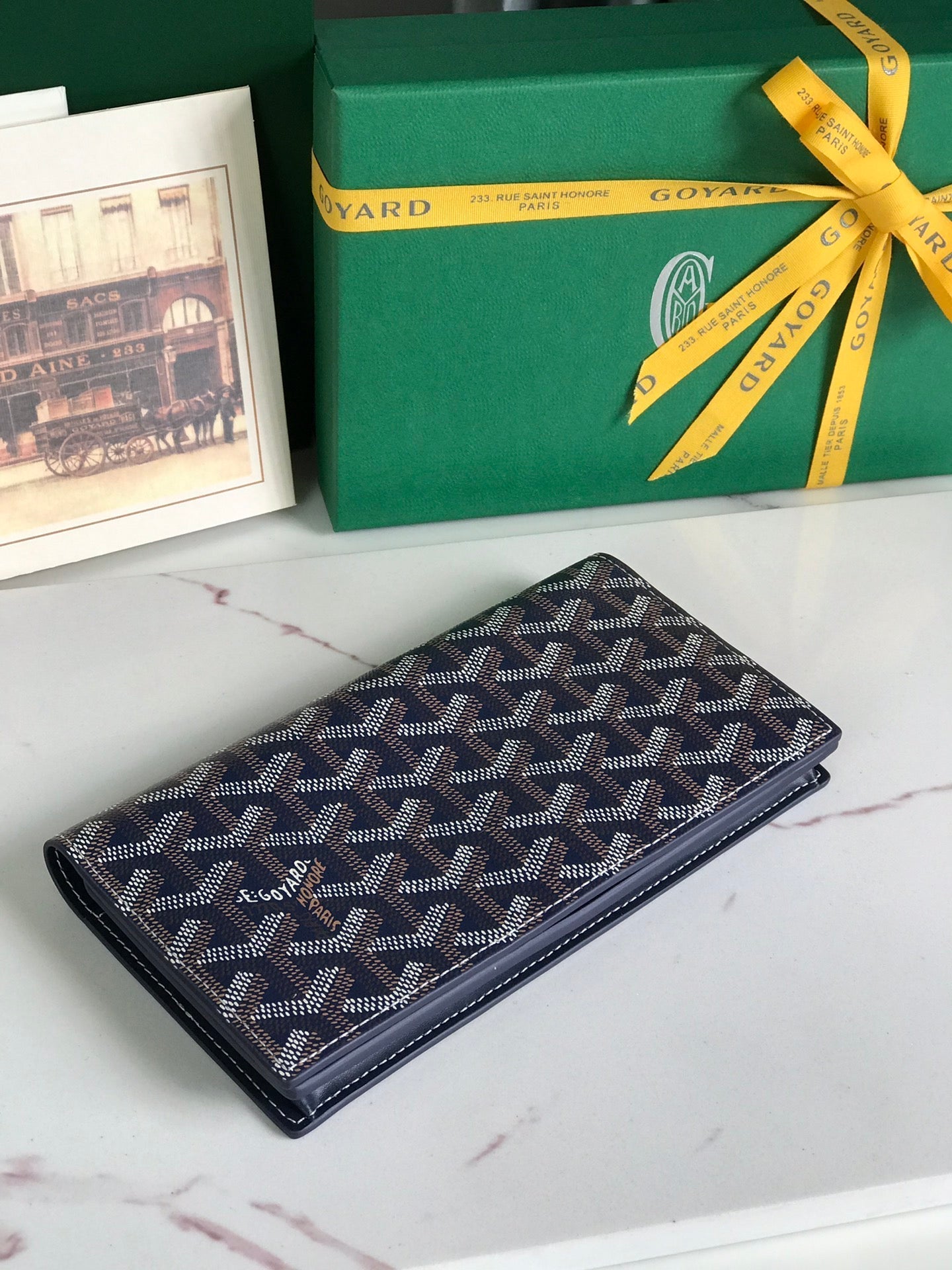 PORTEFEUILLE RICHELIEU 19 EN TOILE GOYARDINE BLEU MARINE