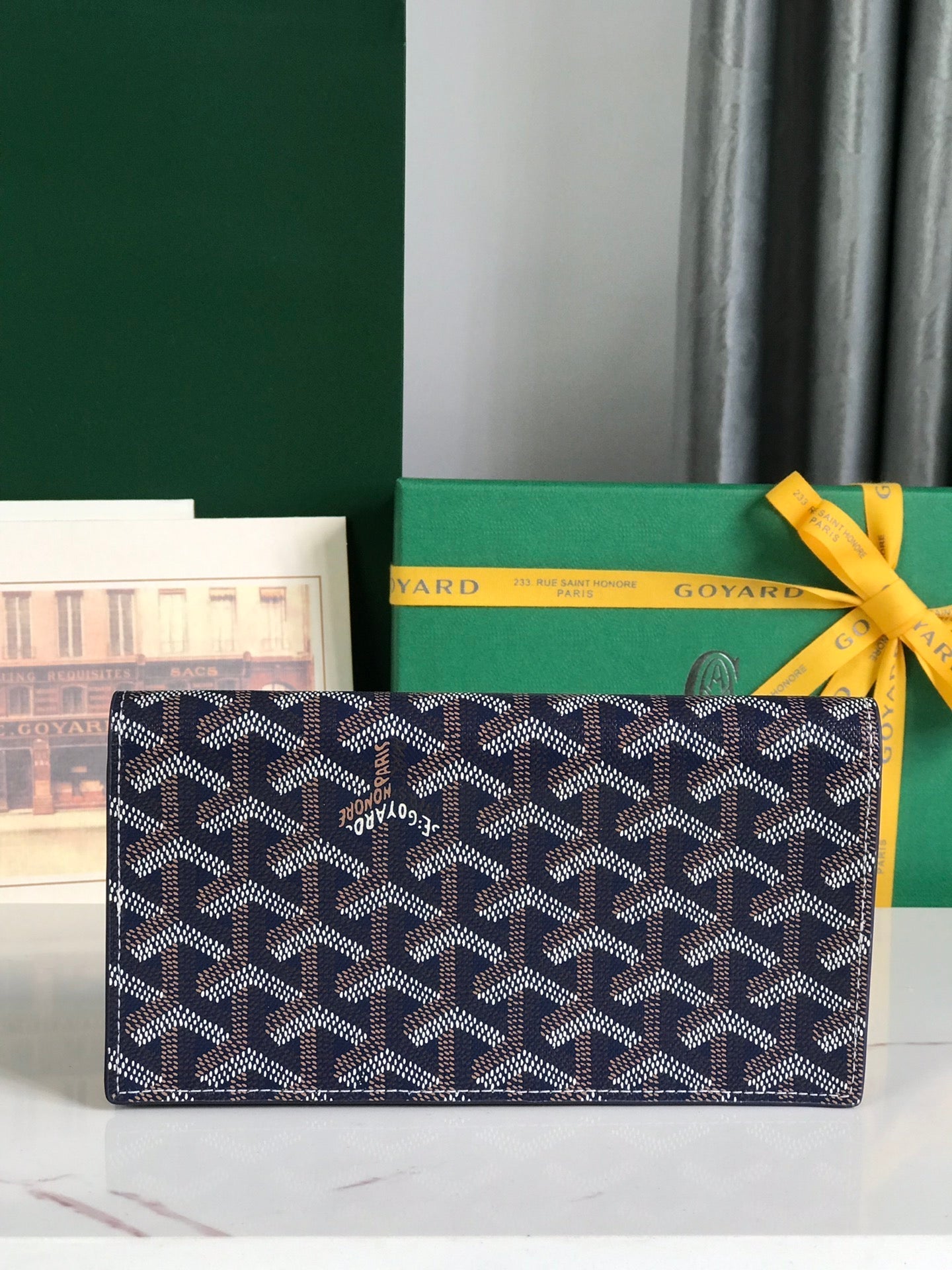 PORTEFEUILLE RICHELIEU 19 EN TOILE GOYARDINE BLEU MARINE