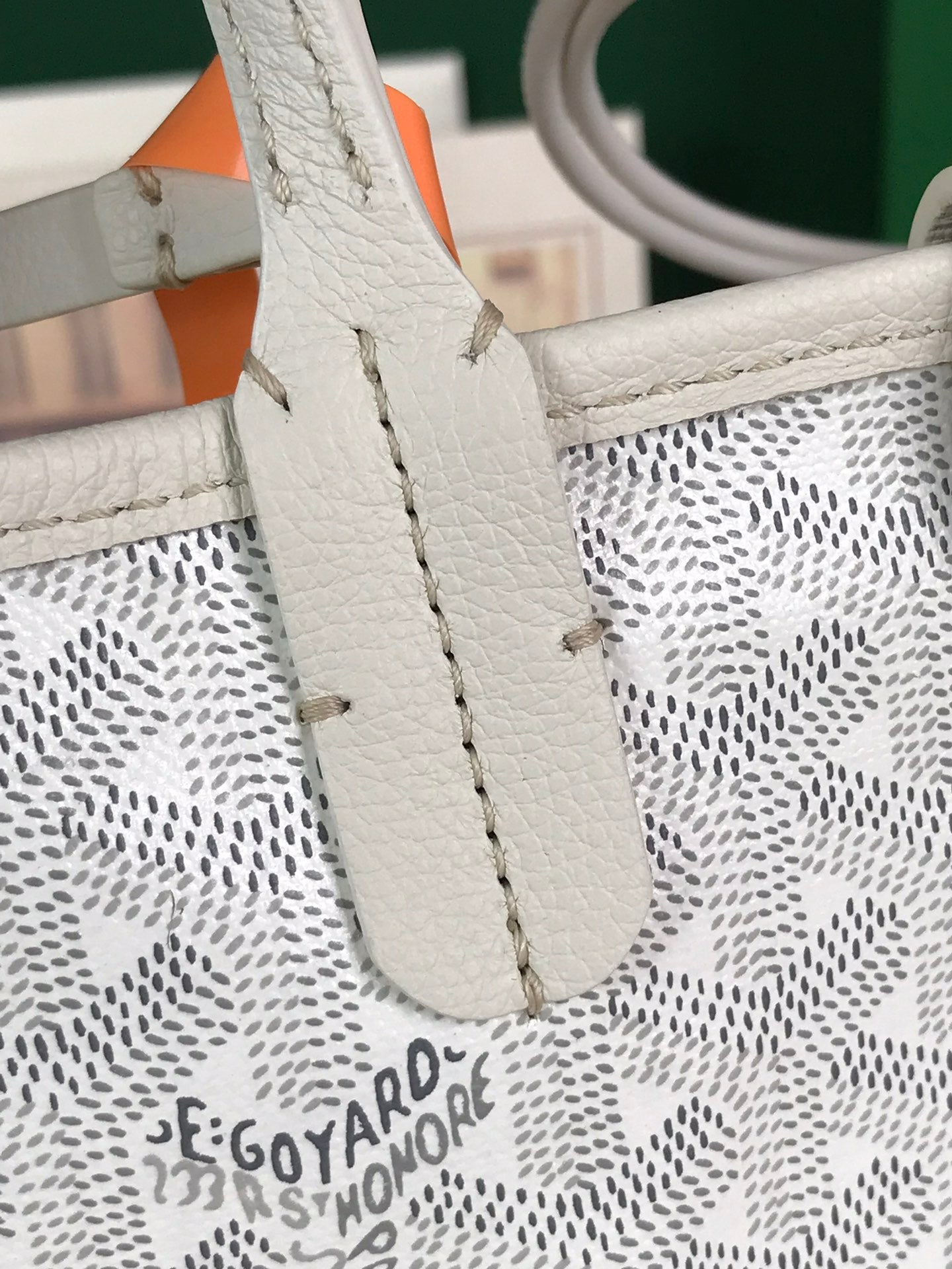 SAC ANJOU MINI 20 EN CUIR DE VEAU BLANC ET TOILE GOYARDINE