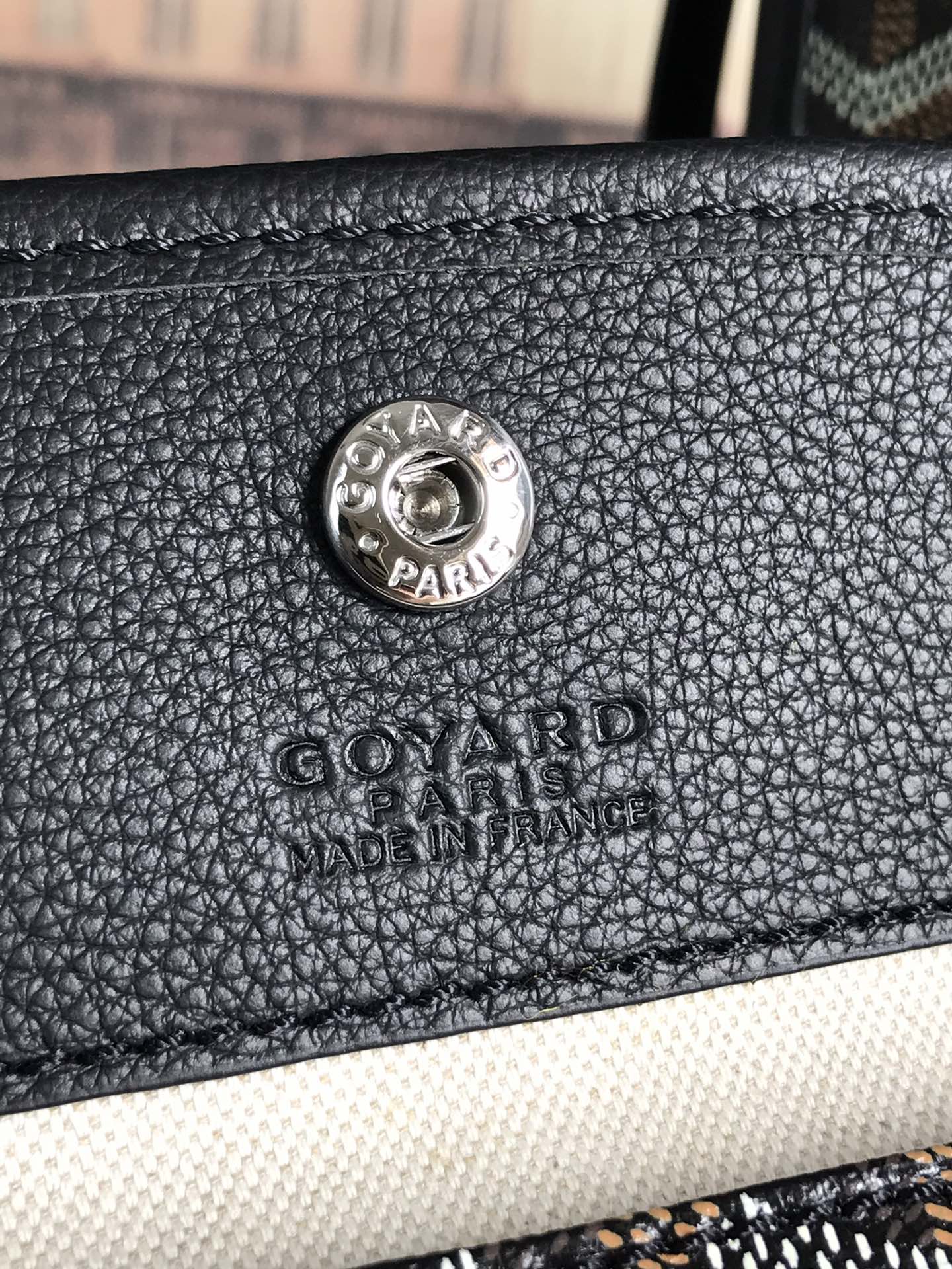 SAC ANJOU MINI 20 EN CUIR DE VEAU NOIR ET TOILE GOYARDINE