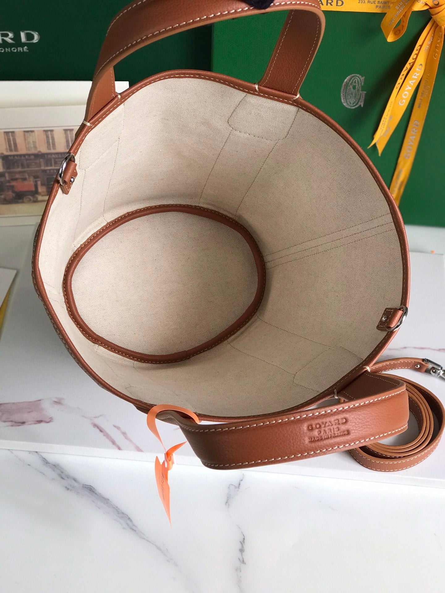 PETIT BELHARRA 24 EN TOILE GOYARDINE NOIRE ET AGNEAU TAN
