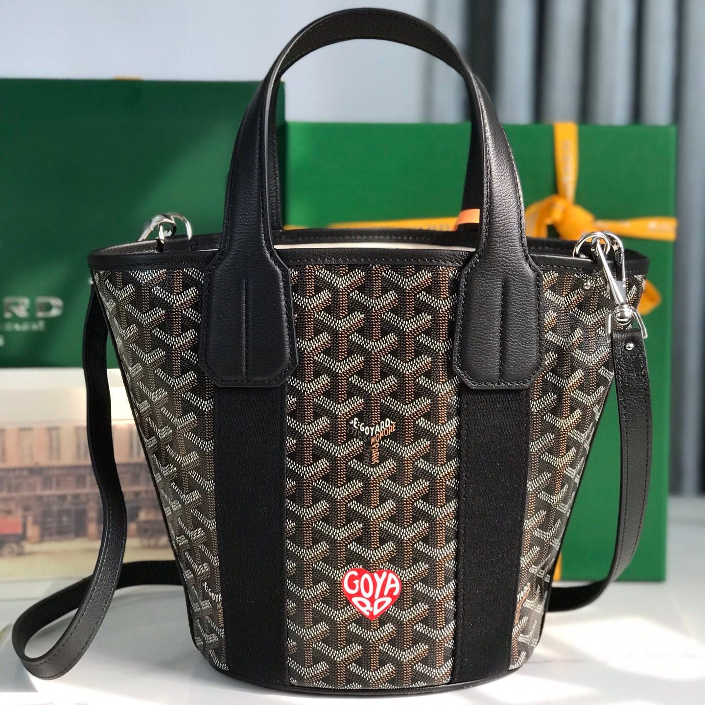 PETIT BELHARRA 24 EN TOILE GOYARDINE NOIRE ET AGNEAU