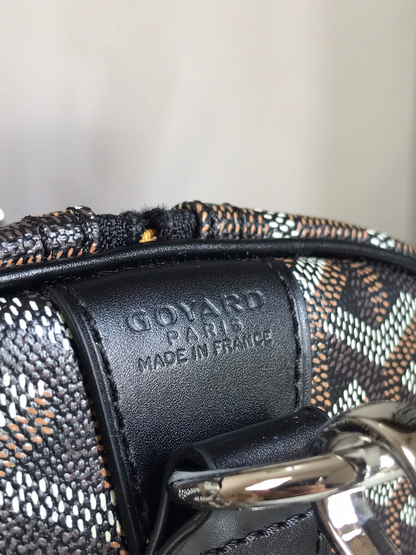 SAC BOSTON 50 EN TOILE GOYARDINE NOIRE ET GARNITURES EN CUIR DE VEAU