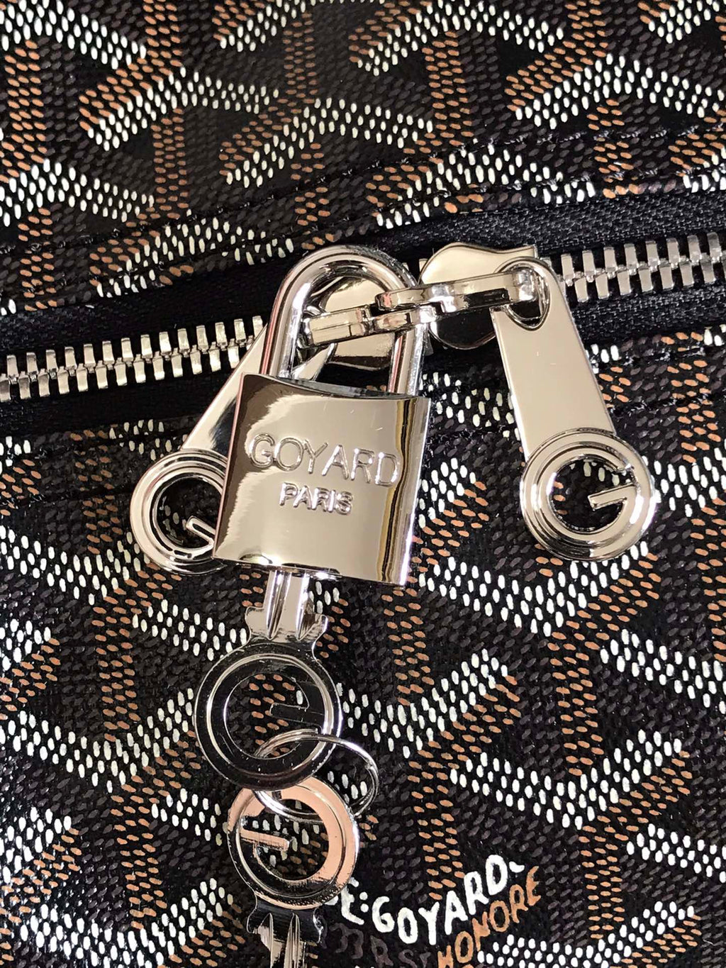 SAC BOSTON 50 EN TOILE GOYARDINE NOIRE ET GARNITURES EN CUIR DE VEAU