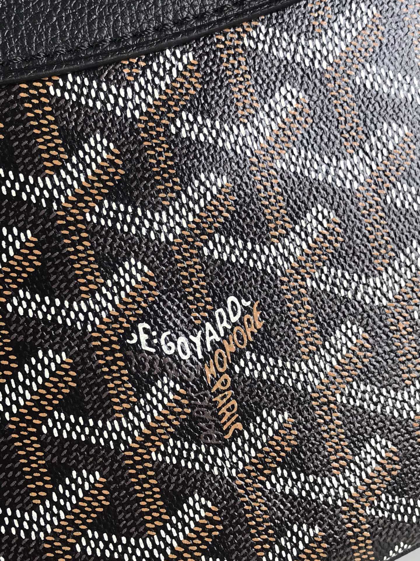 SAC HIRONDELLE 25 EN CUIR D'AGNEAU NOIR ET TOILE GOYARDINE