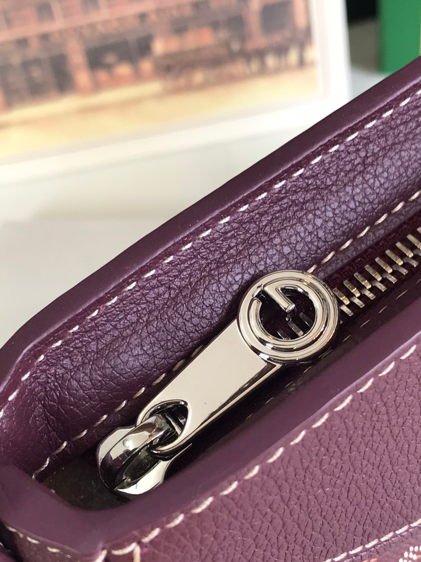 SAC HIRONDELLE 25 EN CUIR D'AGNEAU ROUGE VIN ET TOILE GOYARDINE