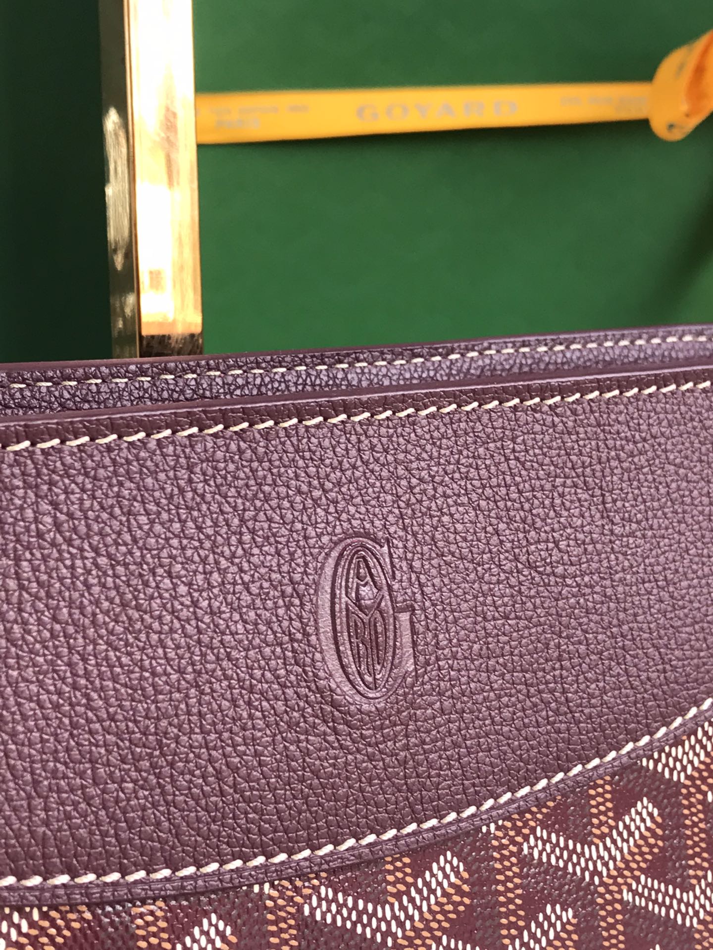 SAC HIRONDELLE 25 EN CUIR D'AGNEAU ROUGE VIN ET TOILE GOYARDINE