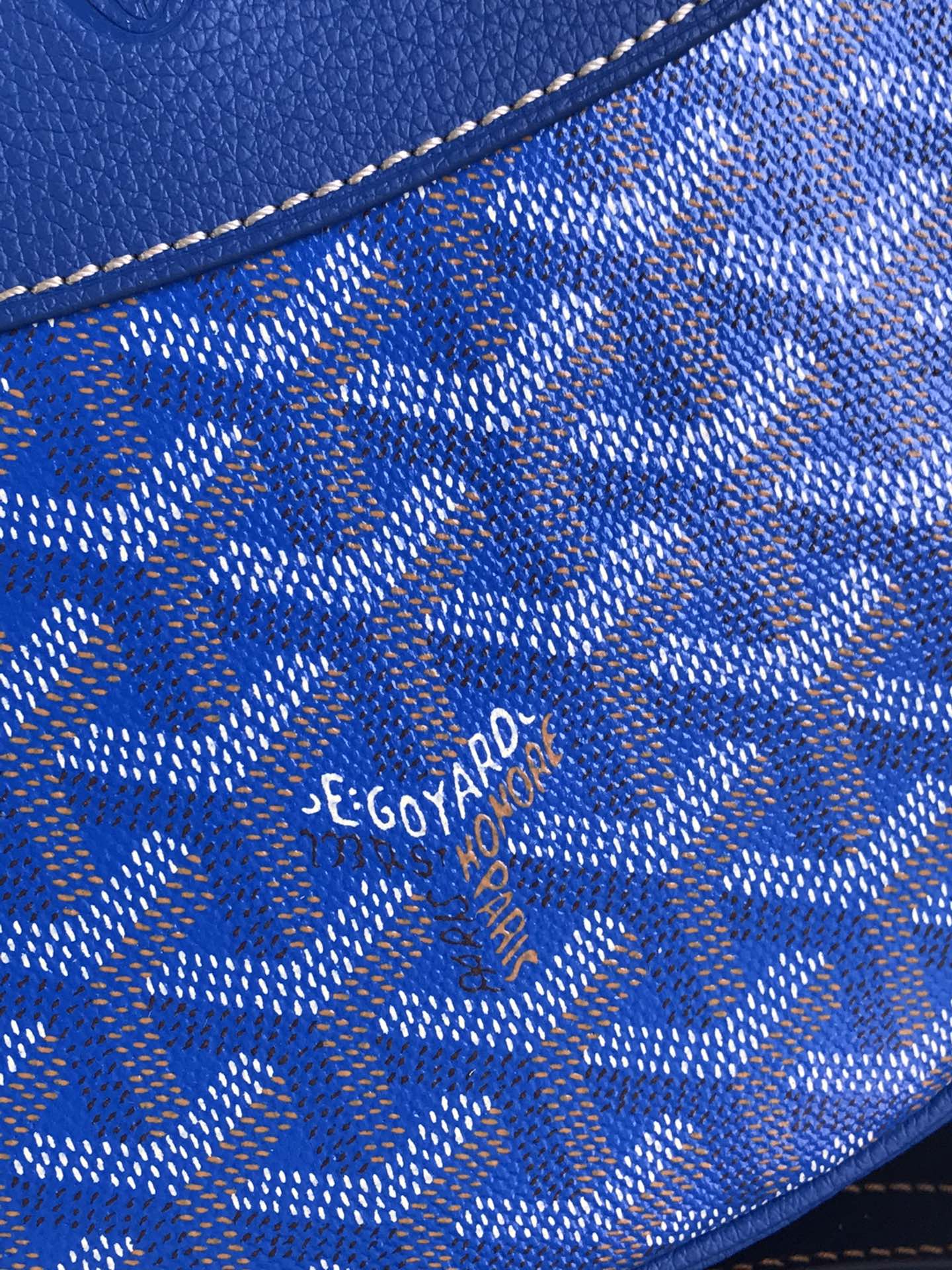 SAC HIRONDELLE 25 EN AGNEAU BLEU SAPHIR ET TOILE GOYARDINE