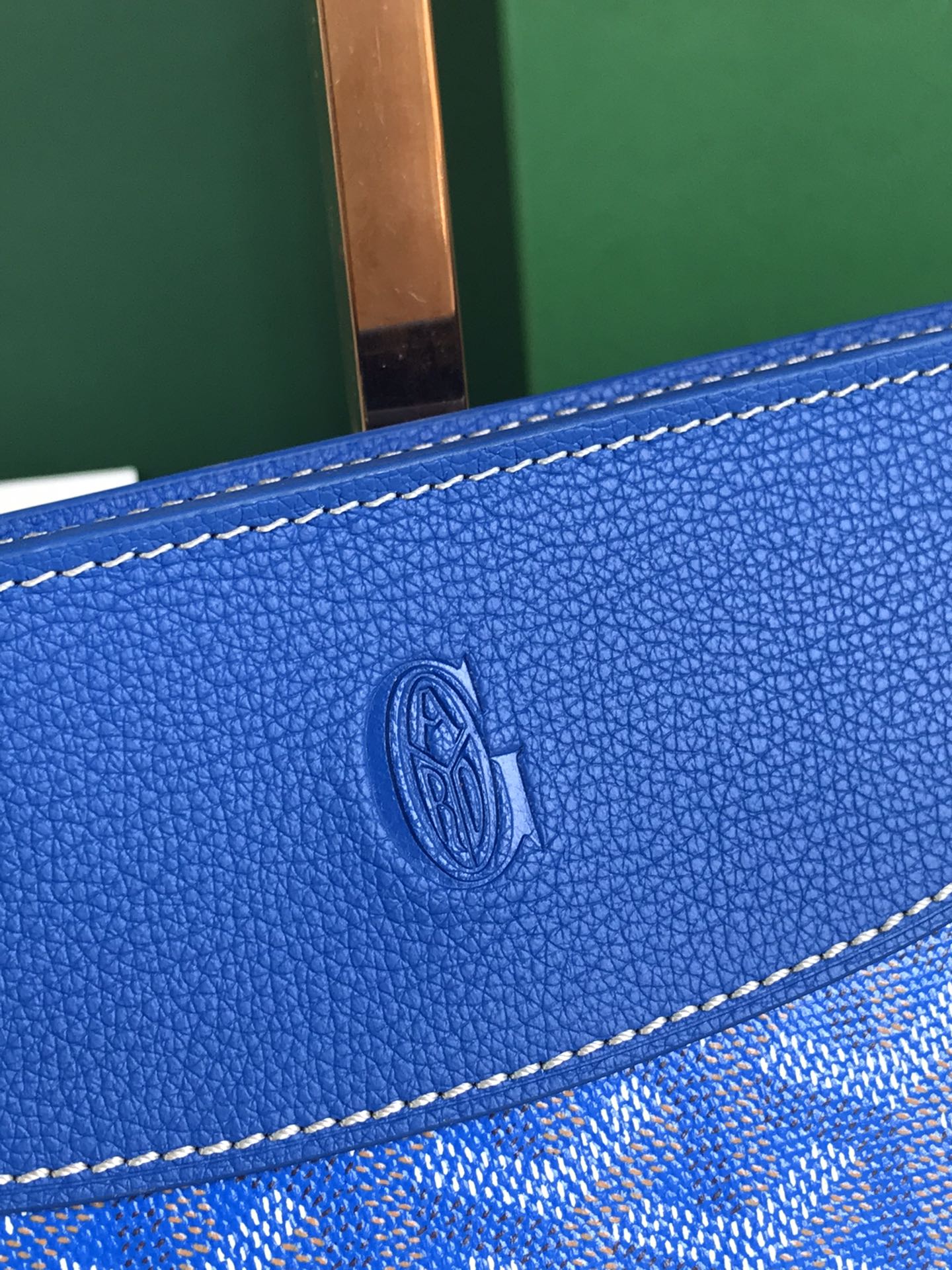 SAC HIRONDELLE 25 EN AGNEAU BLEU SAPHIR ET TOILE GOYARDINE