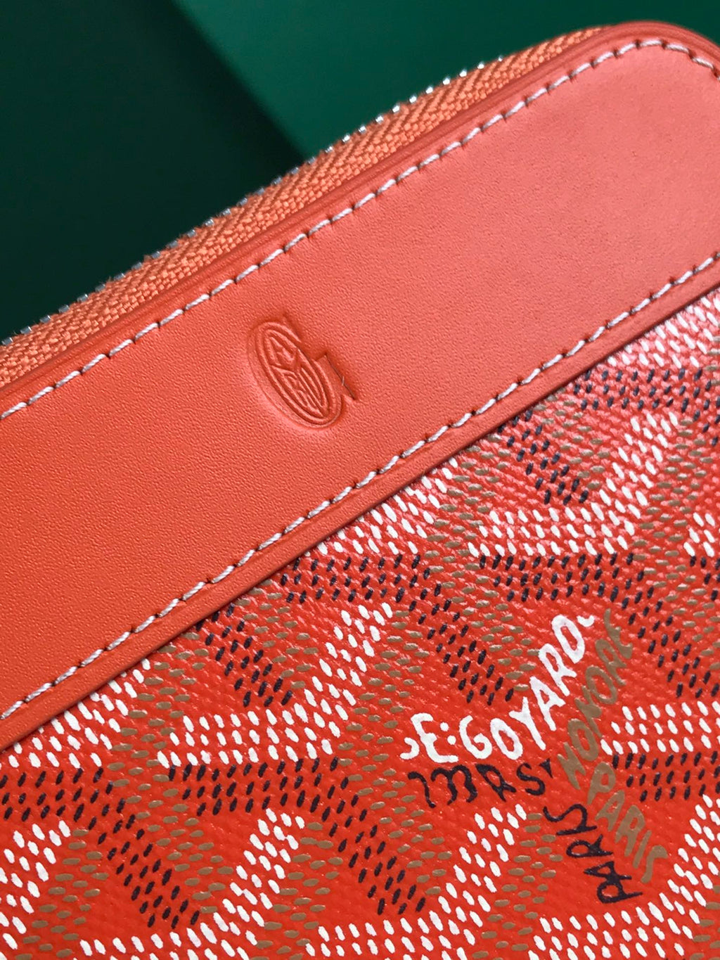 PORTEFEUILLE MINI MATIGNON 11 EN TOILE GOYARDINE ORANGE ET CUIR DE VEAU