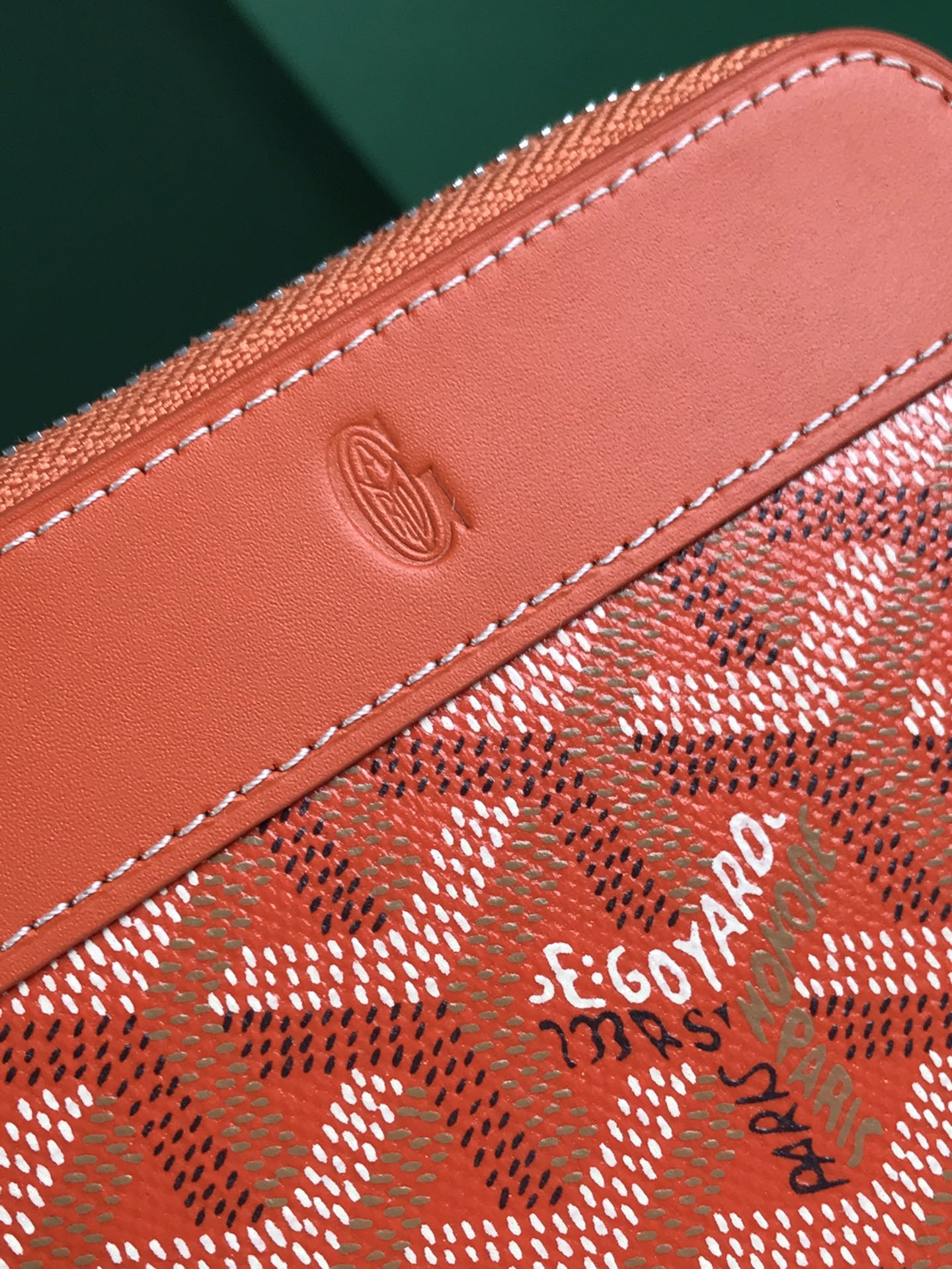 PORTEFEUILLE MINI MATIGNON 11 EN TOILE GOYARDINE ORANGE ET CUIR DE VEAU