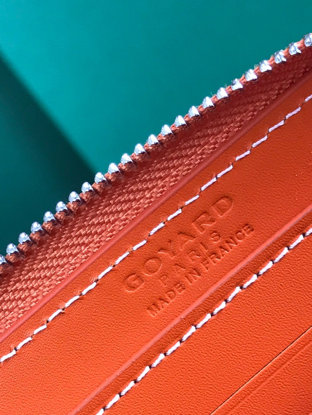 PORTEFEUILLE MINI MATIGNON 11 EN TOILE GOYARDINE ORANGE ET CUIR DE VEAU