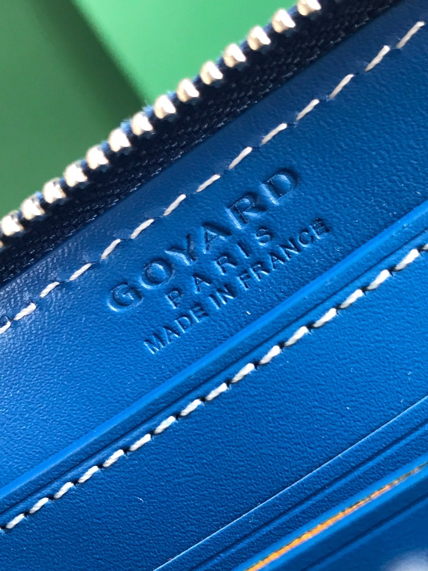 PORTEFEUILLE MINI MATIGNON 11 EN TOILE GOYARDINE BLEU SAPHIR ET CUIR DE VEAU
