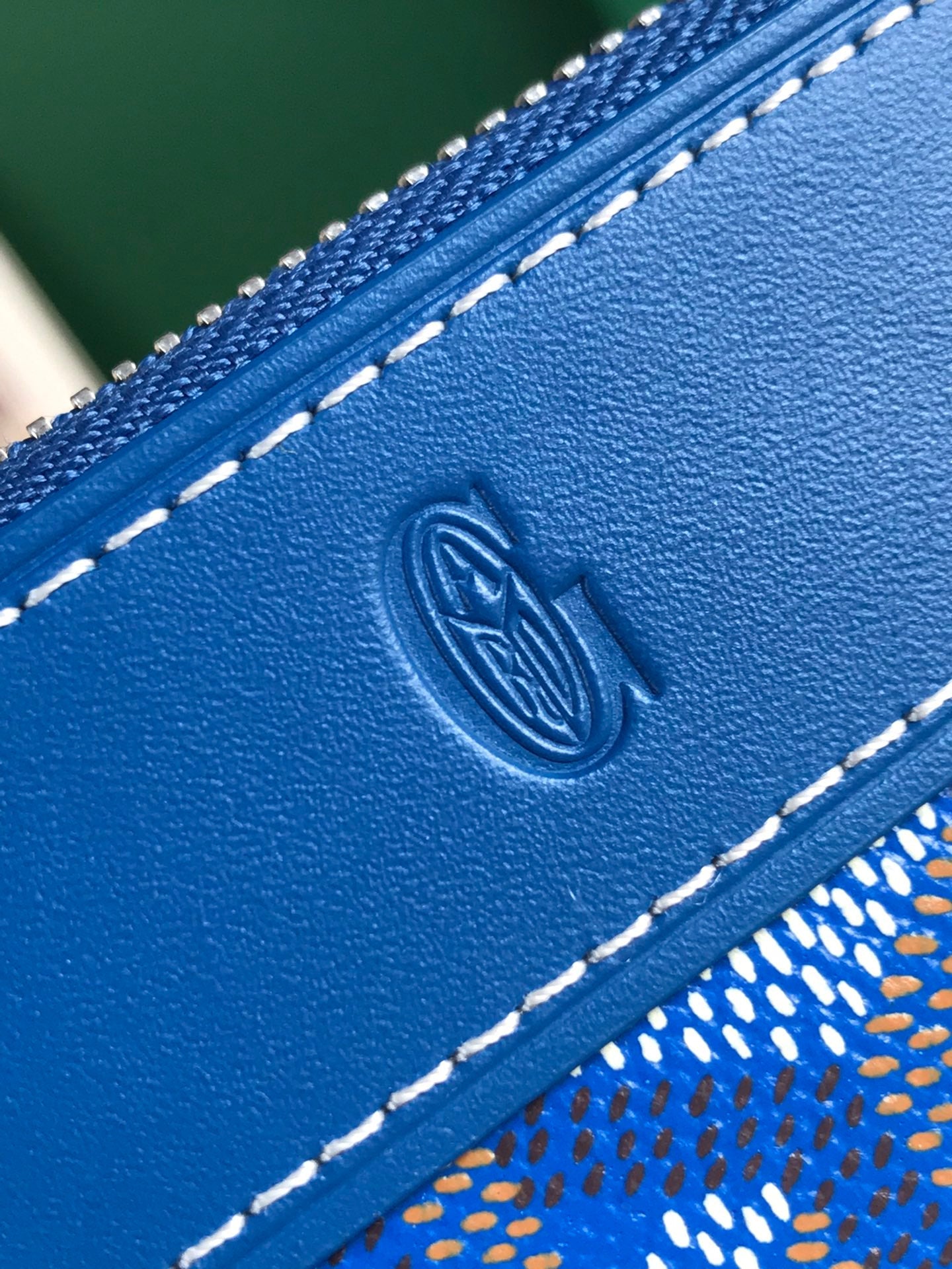 PORTEFEUILLE MINI MATIGNON 11 EN TOILE GOYARDINE BLEU SAPHIR ET CUIR DE VEAU