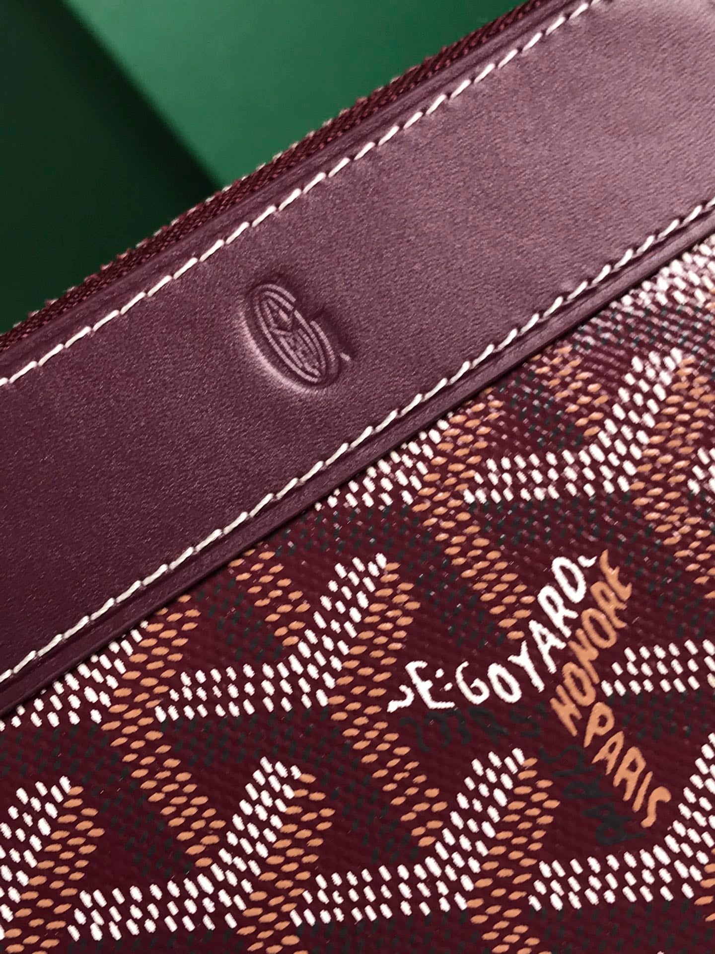 PORTEFEUILLE MINI MATIGNON 11 EN TOILE GOYARDINE VIN ET CUIR DE VEAU