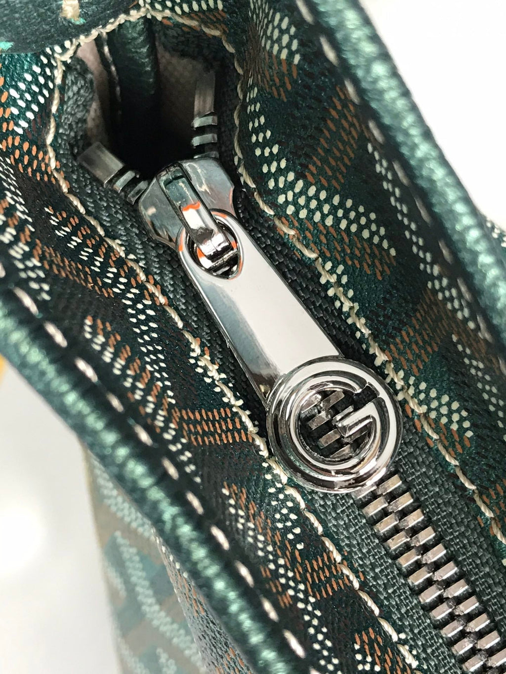 BOHÈME HOBO BAG 42CM GREEN CANVAS CHEVROCHES CALFSKIN