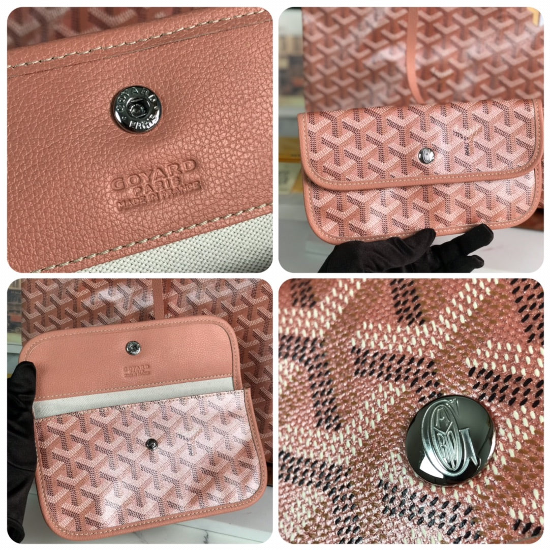 SAINT LOUIS PM BAG 34CM IN PINK CANVAS CHEVROCHES CALFSKIN