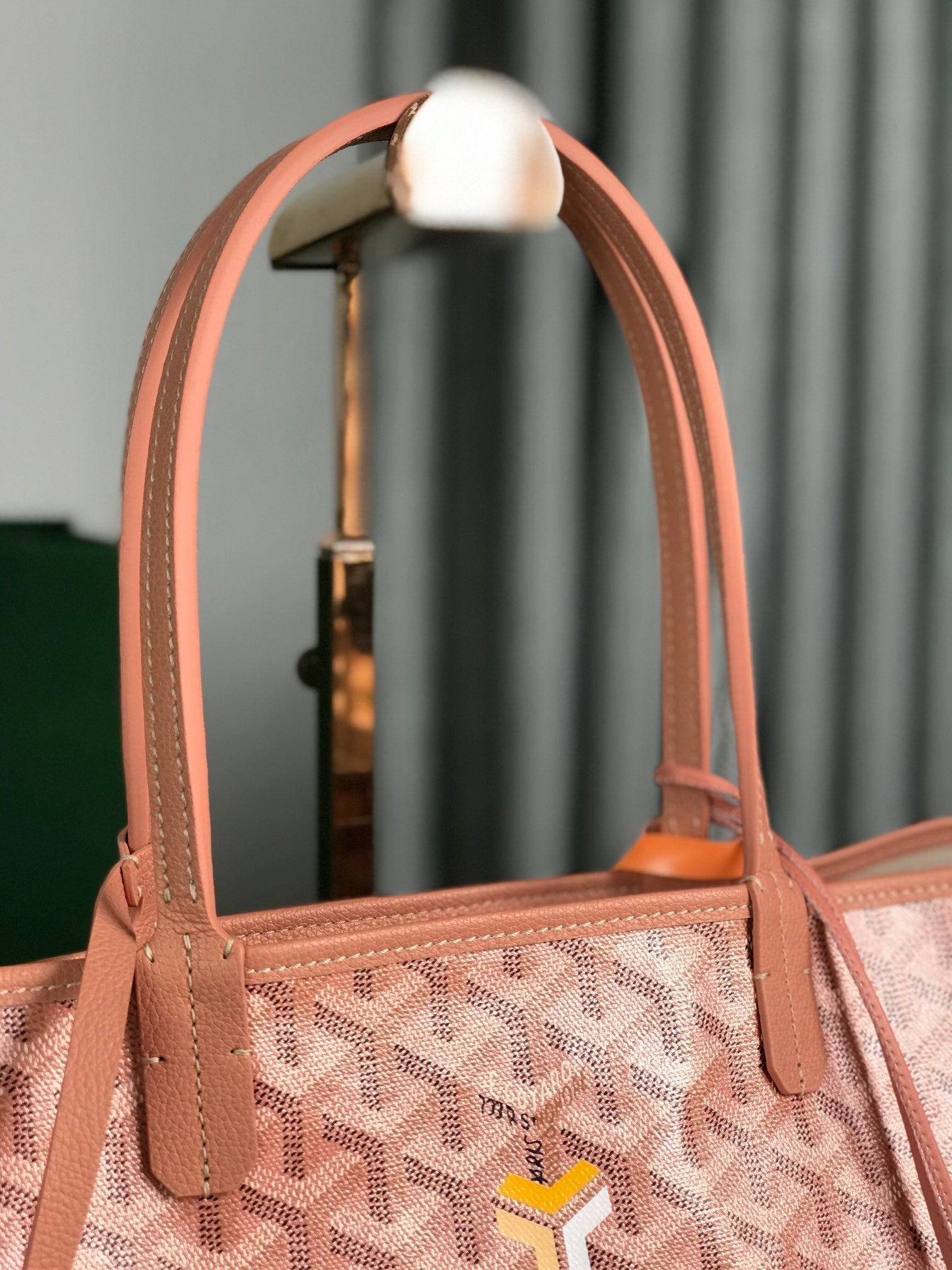 SAINT LOUIS PM BAG 34CM IN PINK CANVAS CHEVROCHES CALFSKIN