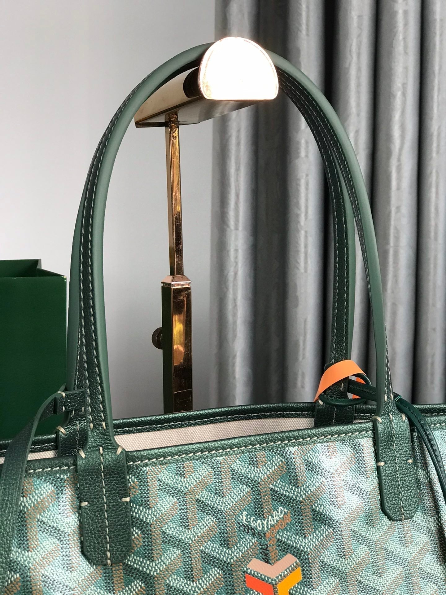 SAINT LOUIS PM BAG 34CM IN GREEN CANVAS CHEVROCHES CALFSKIN