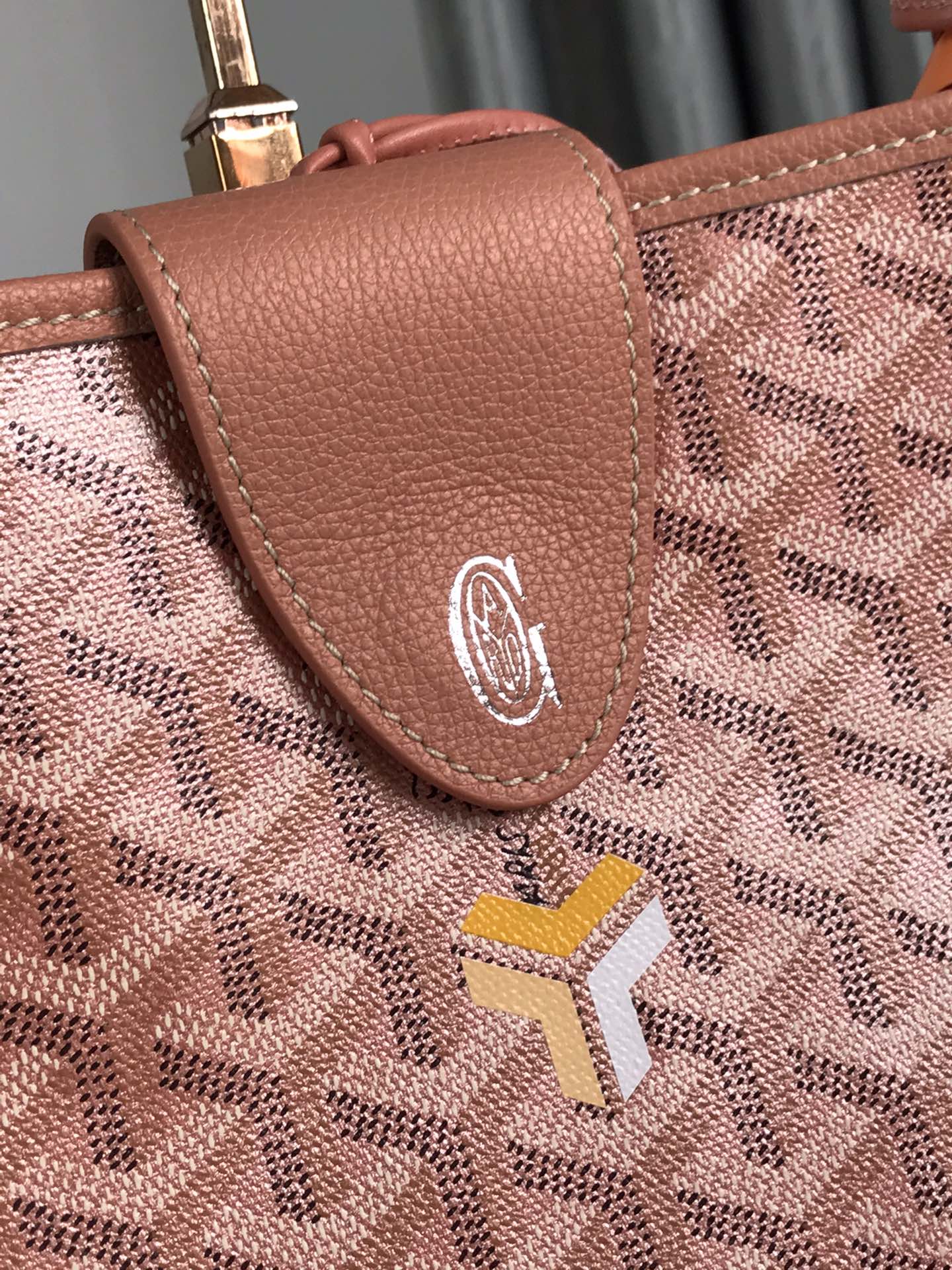 SAINT LOUIS GM BAG 40CM IN PINK CANVAS CHEVROCHES CALFSKIN