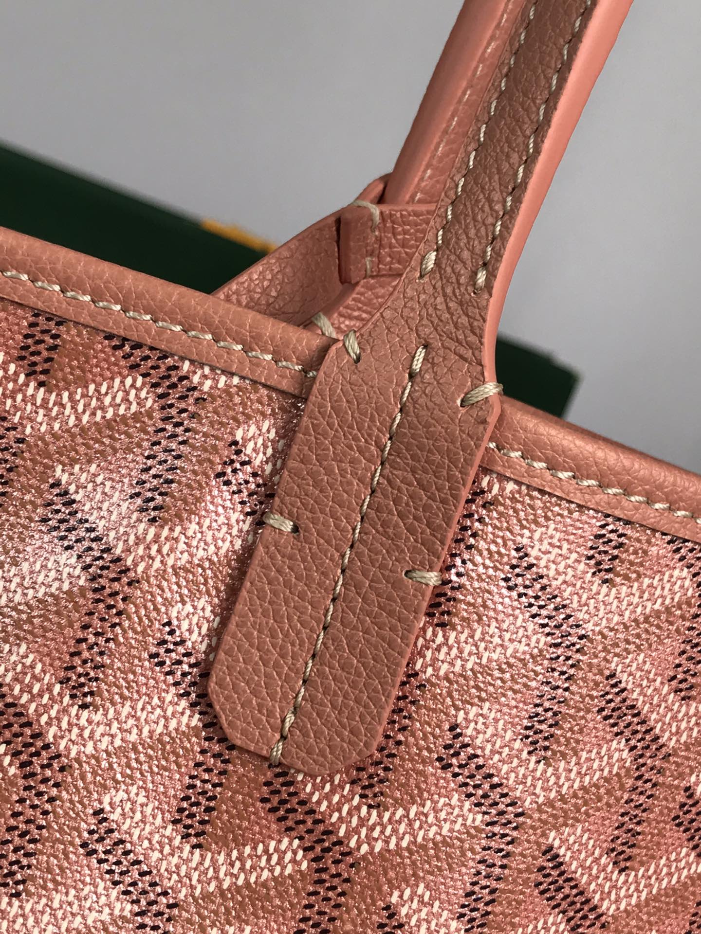 SAINT LOUIS GM BAG 40CM IN PINK CANVAS CHEVROCHES CALFSKIN