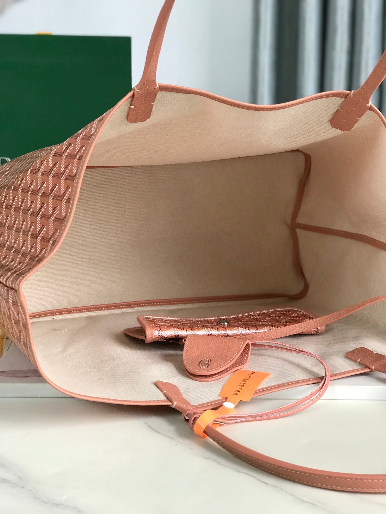 SAINT LOUIS GM BAG 40CM IN PINK CANVAS CHEVROCHES CALFSKIN