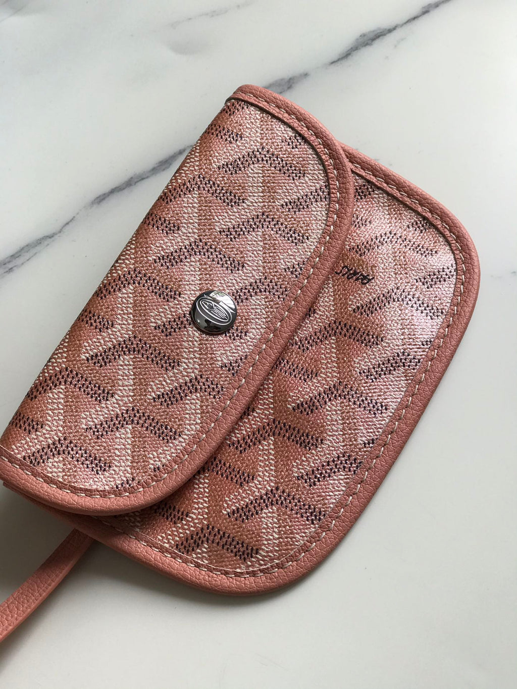 ANJOU MINI BAG 20CM PINK CANVAS CHEVROCHES CALFSKIN