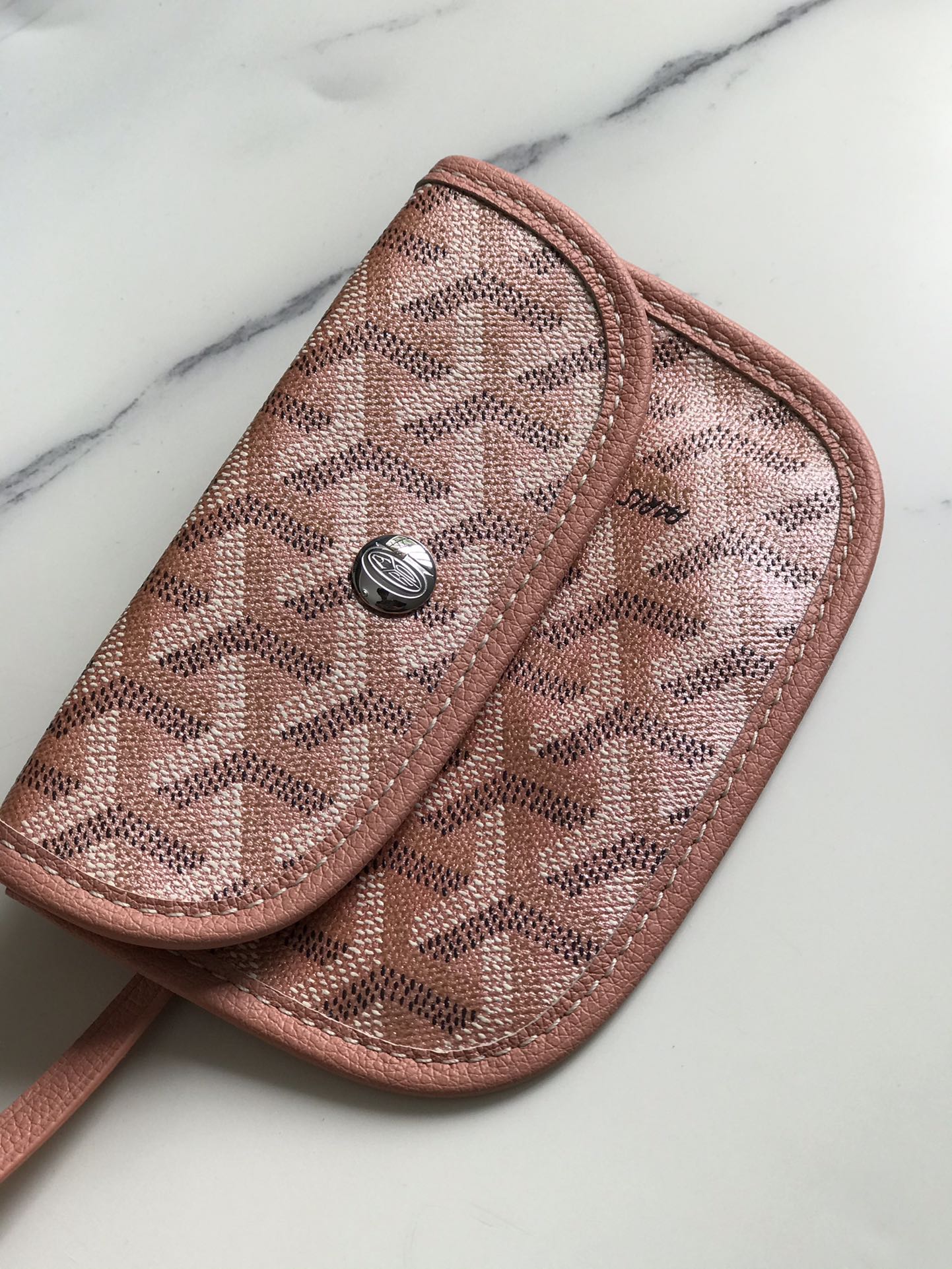 ANJOU MINI BAG 20CM PINK CANVAS CHEVROCHES CALFSKIN