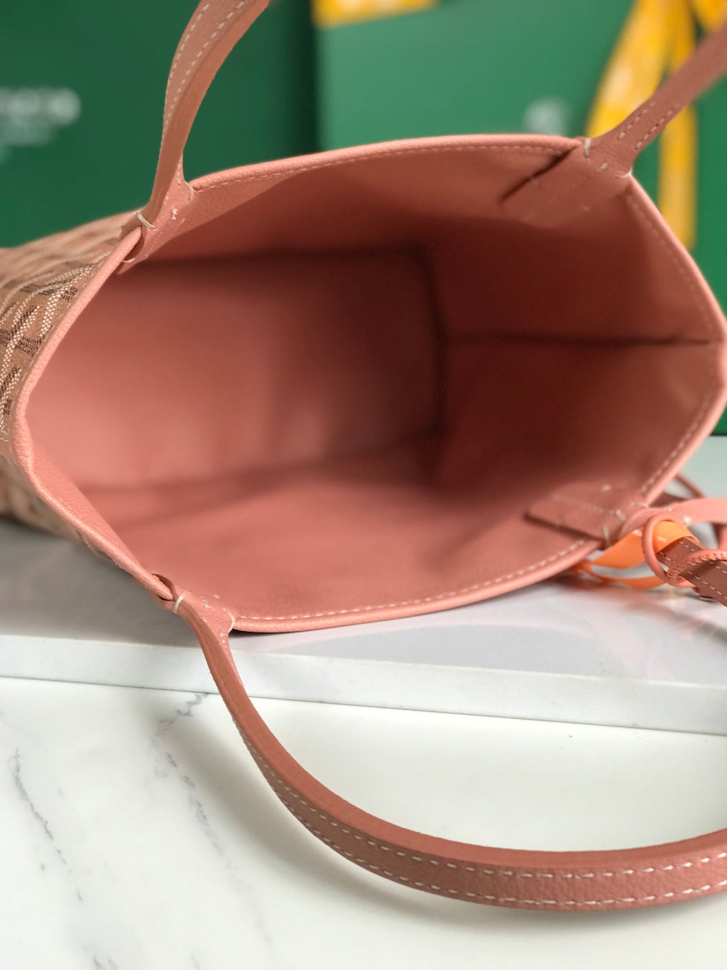 ANJOU MINI BAG 20CM PINK CANVAS CHEVROCHES CALFSKIN