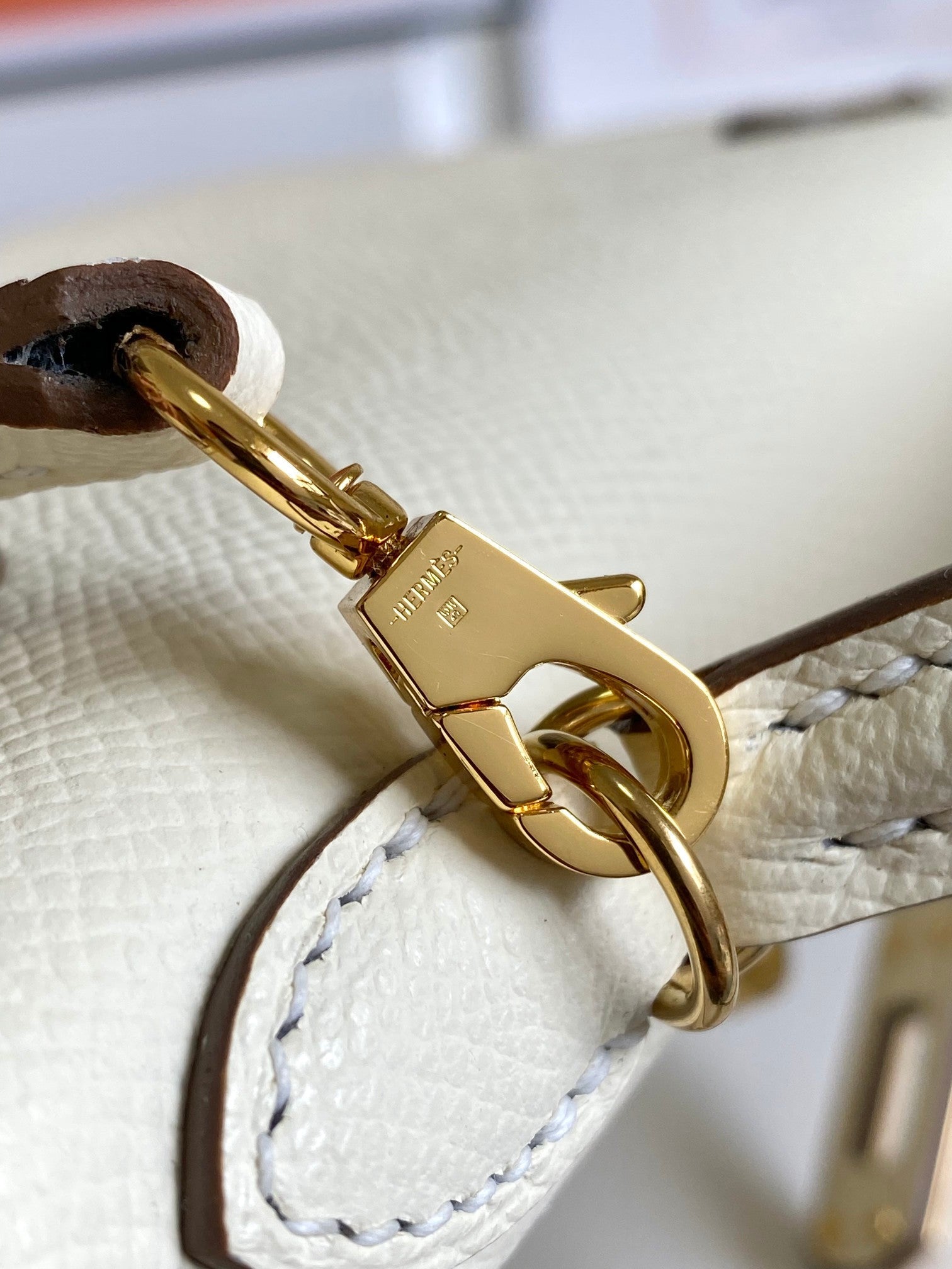 HM MINI KELLY 19CM CREAM EPSOM GOLD HARDWARE