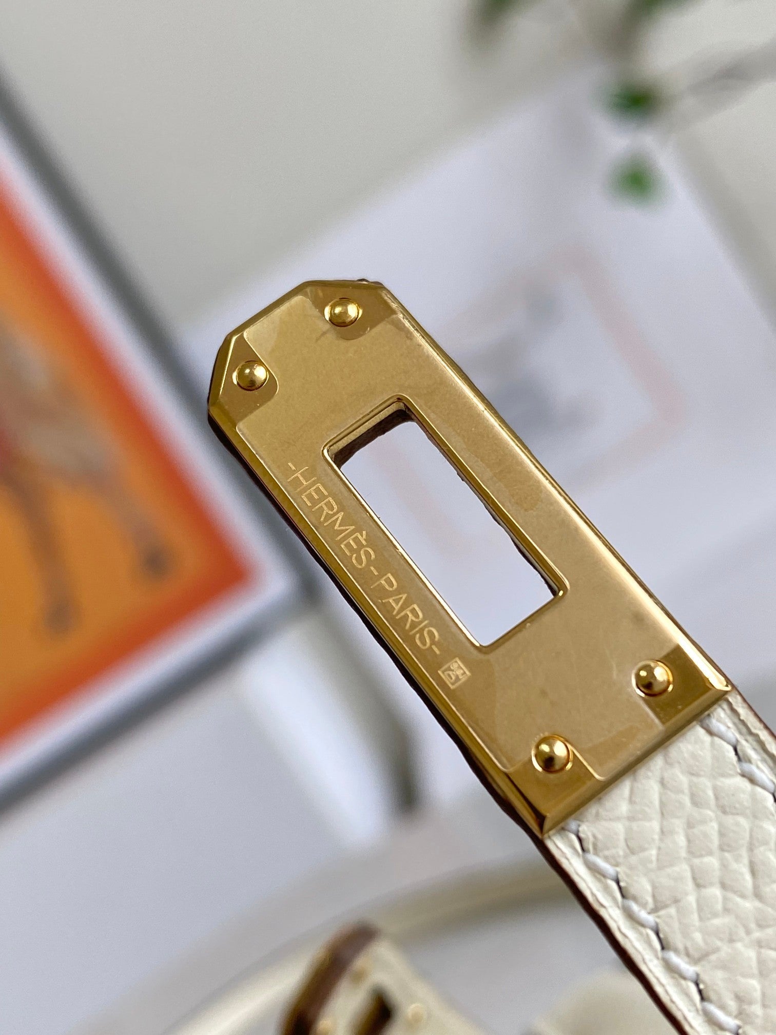 HM MINI KELLY 19CM CREAM EPSOM GOLD HARDWARE