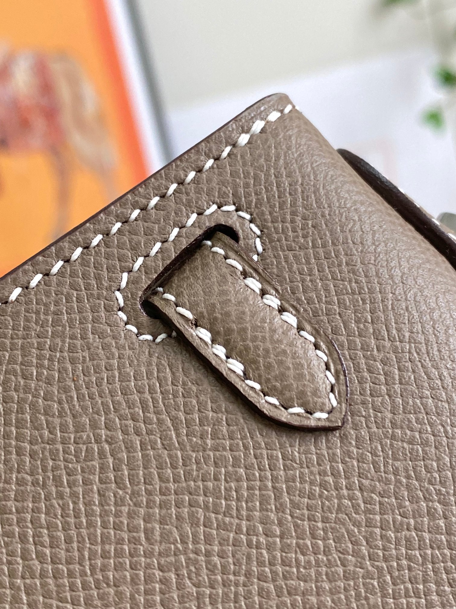 HM MINI KELLY 19CM GRIS ÉLÉPHANT EPSOM QUINCAILLERIE ARGENTÉE