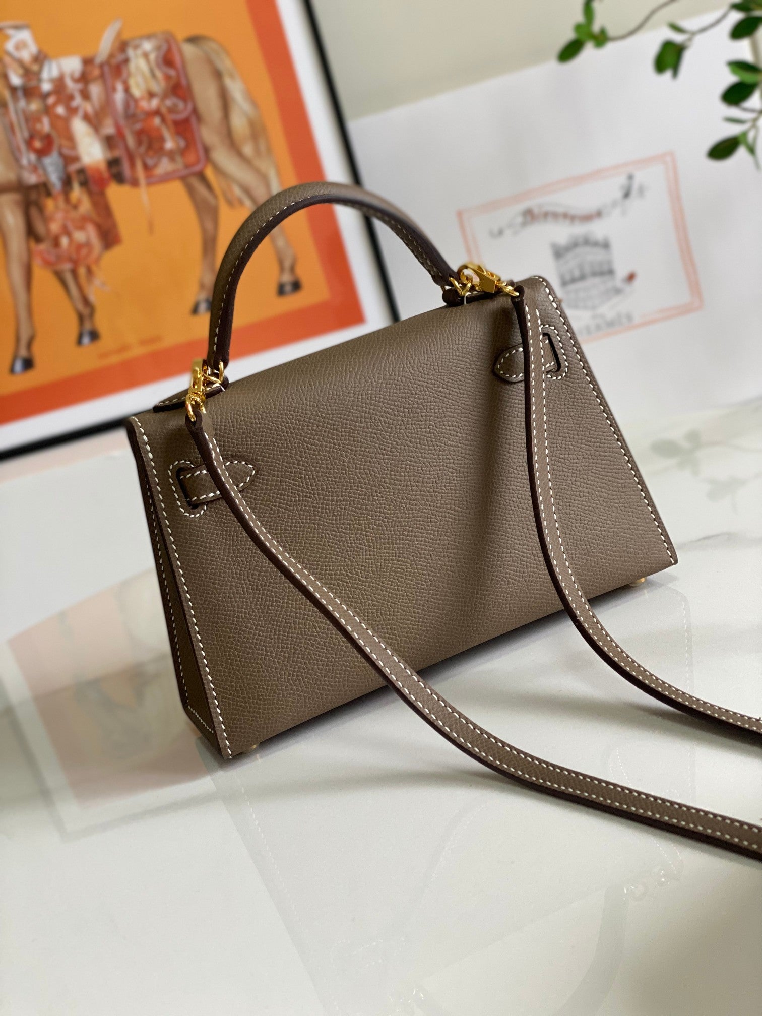 HM ミニ ケリー 19cm エレファントグレー エプソムゴールド金具