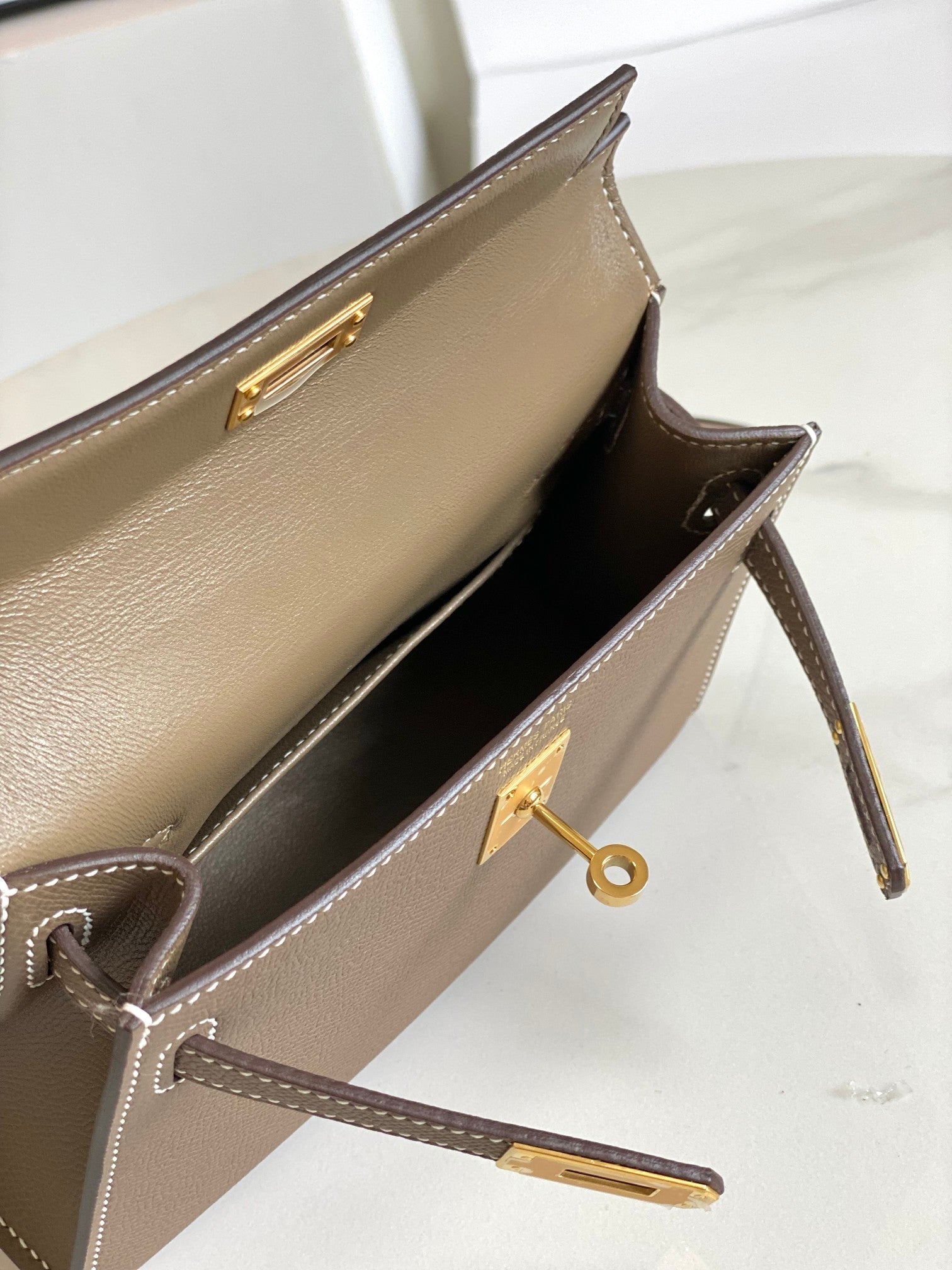 HM ミニ ケリー 19cm エレファントグレー エプソムゴールド金具