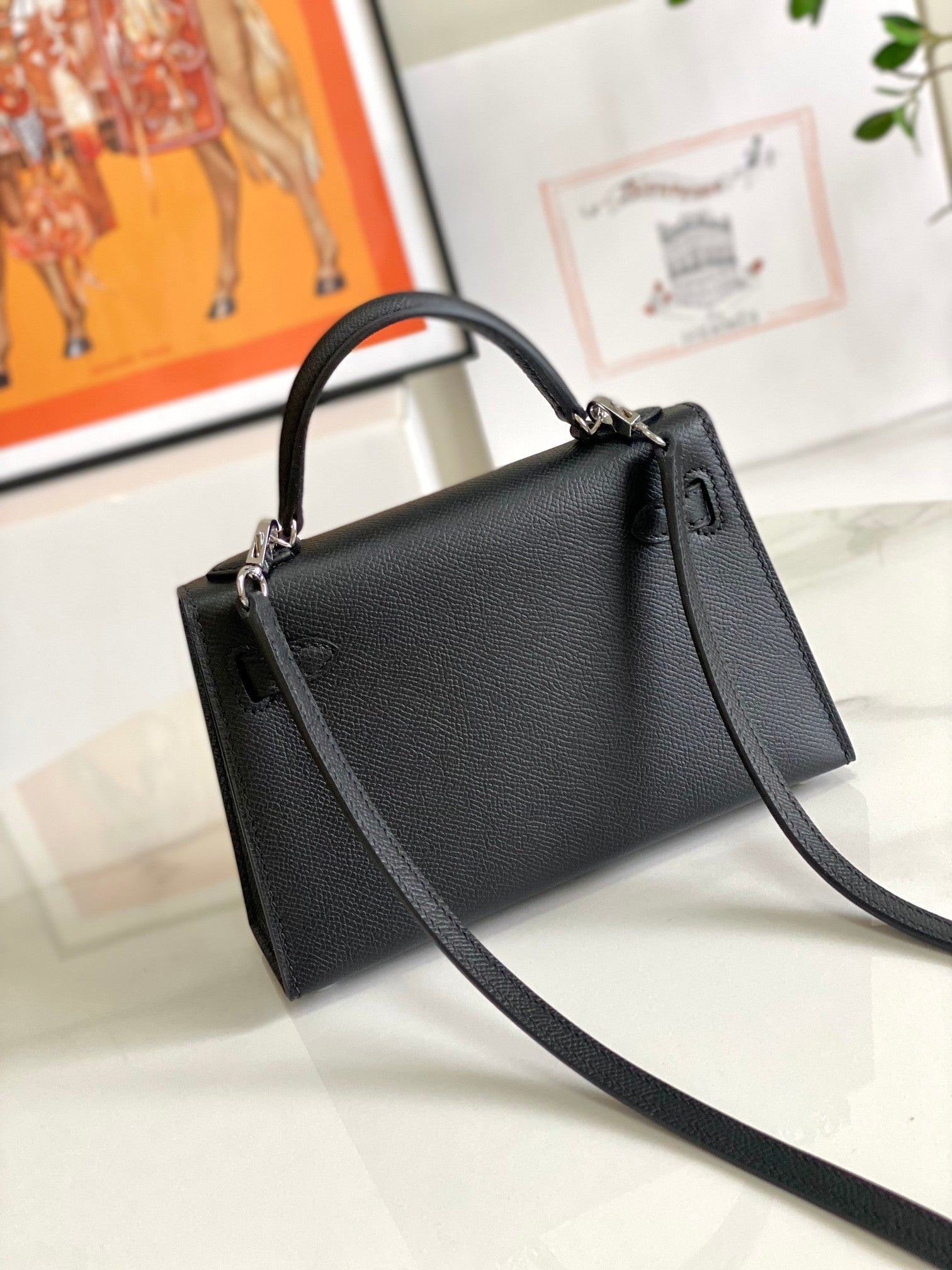 HM ミニ ケリー 19cm ブラック エプソム シルバー金具