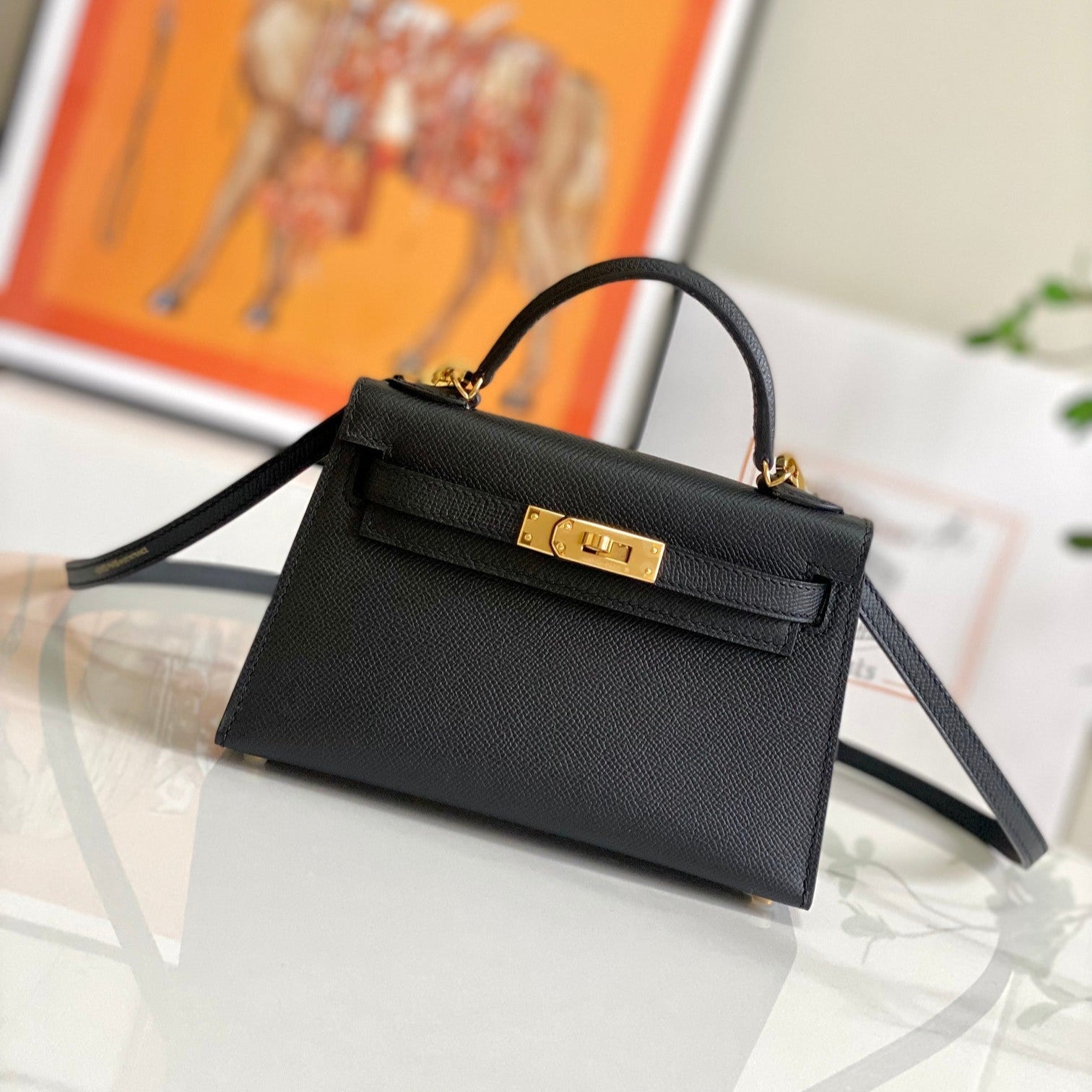 HM ミニ ケリー 19cm ブラック エプソム ゴールド金具