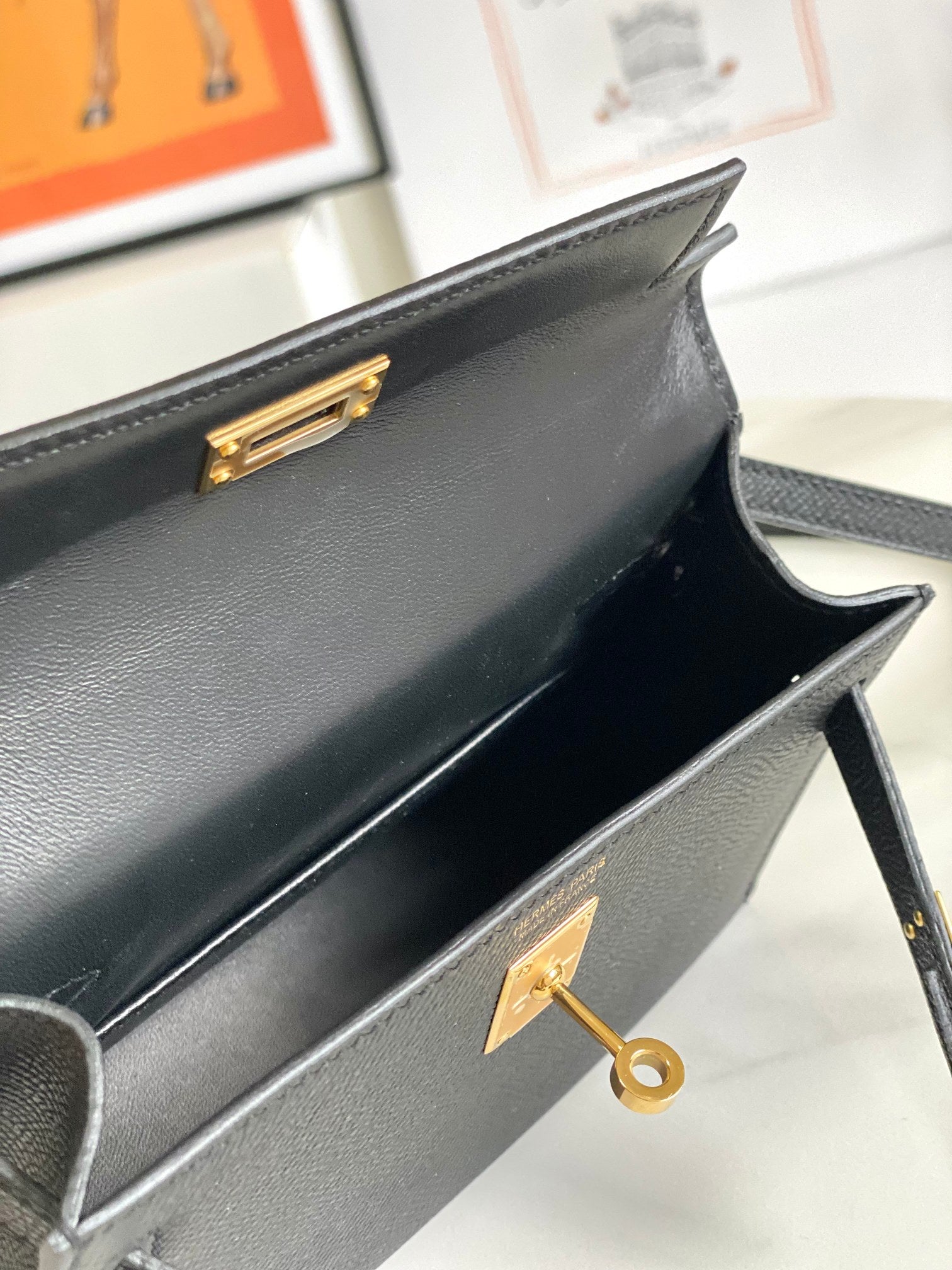 HM ミニ ケリー 19cm ブラック エプソム ゴールド金具