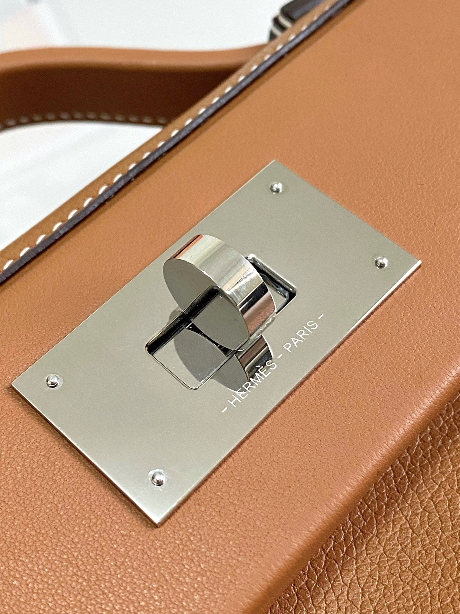 MINI SAC HM 24/24 21 CM CUIR EVERCOLOR DORÉ QUINCAILLERIE ARGENTÉE