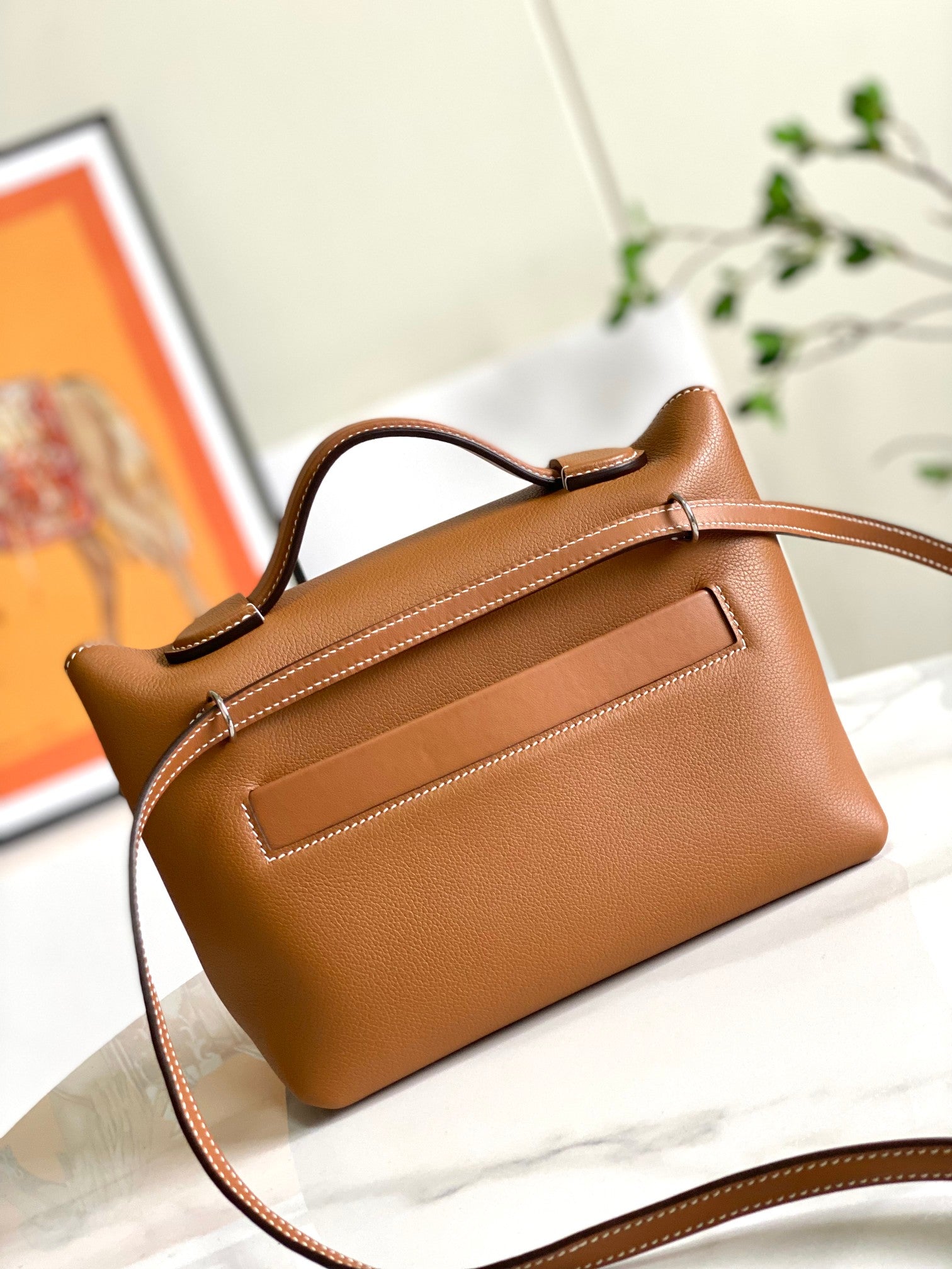 MINI SAC HM 24/24 21 CM CUIR EVERCOLOR DORÉ QUINCAILLERIE ARGENTÉE
