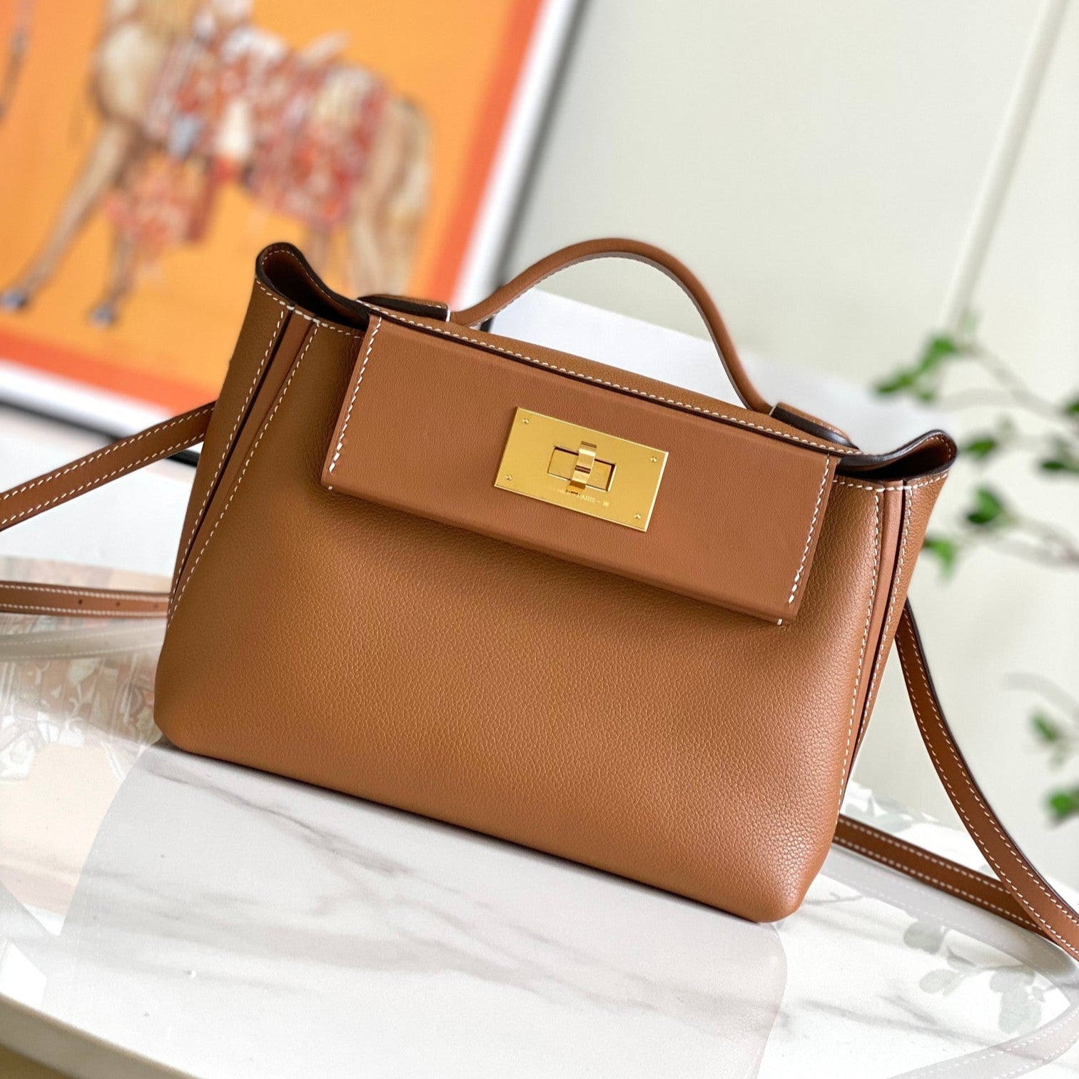 MINI SAC HM 24/24 21 CM CUIR EVERCOLOR DORÉ QUINCAILLERIE DORÉ